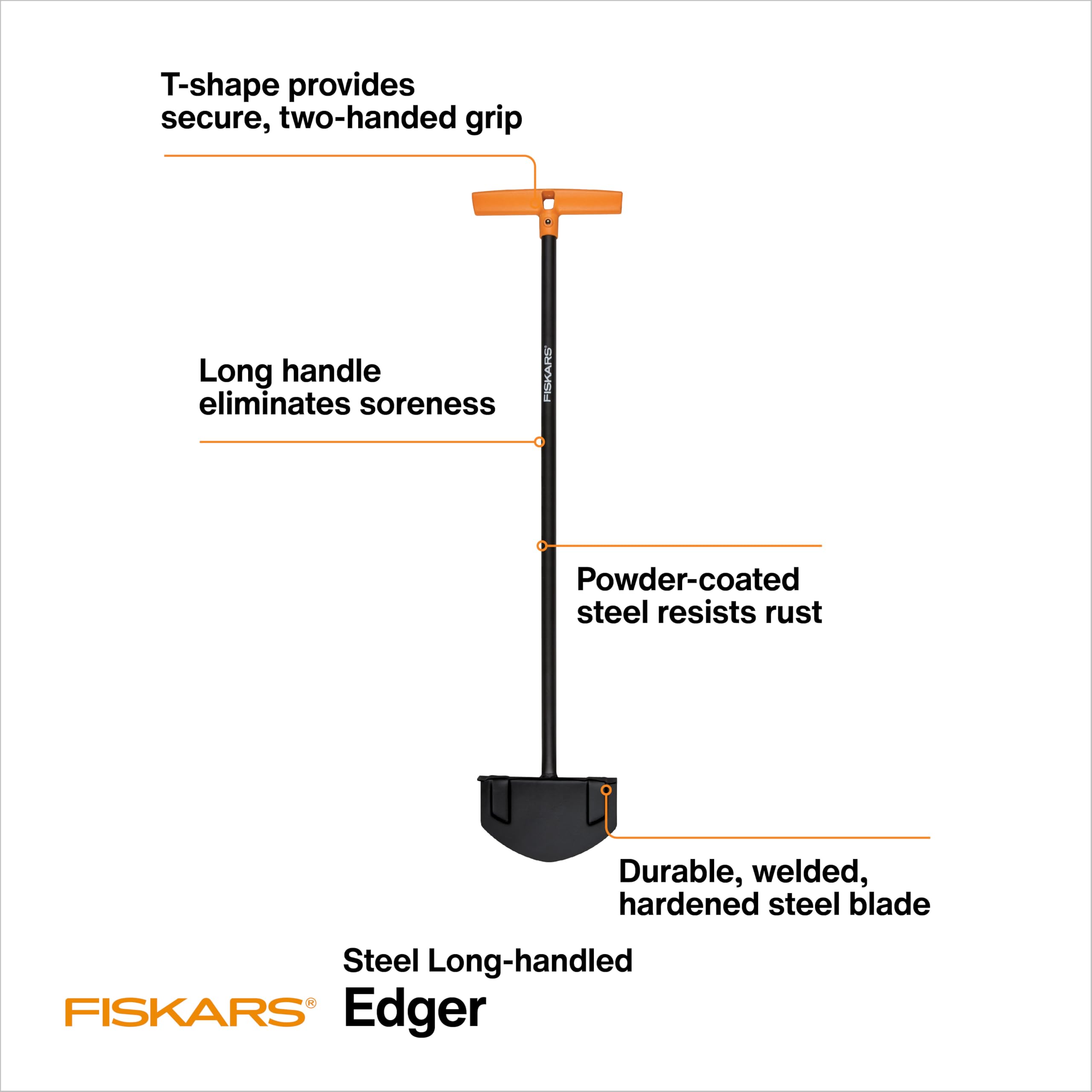 Fiskars 38.5 Inch Steel Lawn Edger - Heavy Duty Manual Grass Edging Tool with Long Handle for Garden, Yard & Soil Tilling | Perfect for Landscaping, Lawn Care & Garden Maintenance