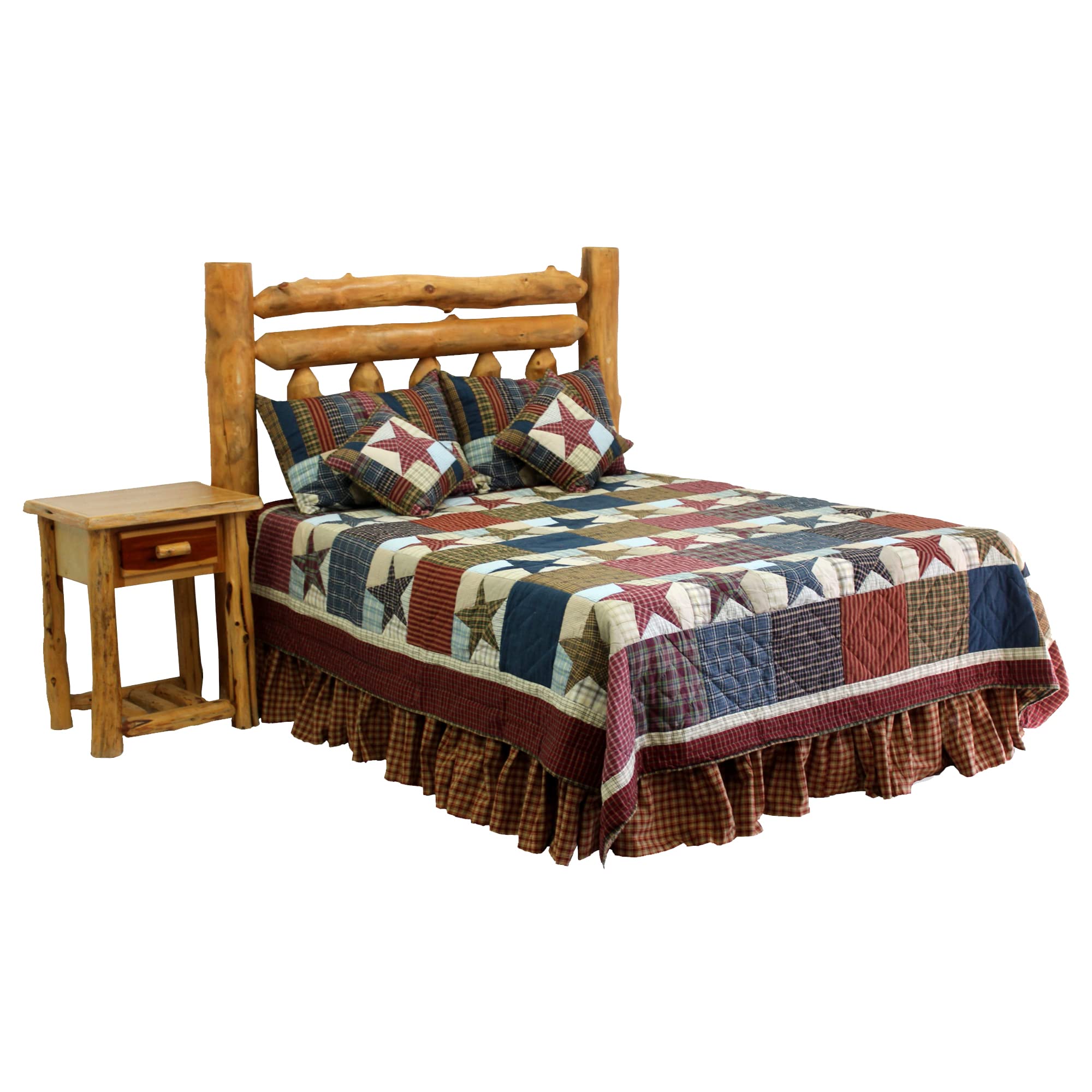 Log Star California King Quilt Set - 4 Piece Handmade Cotton Patchwork Bedding (114
