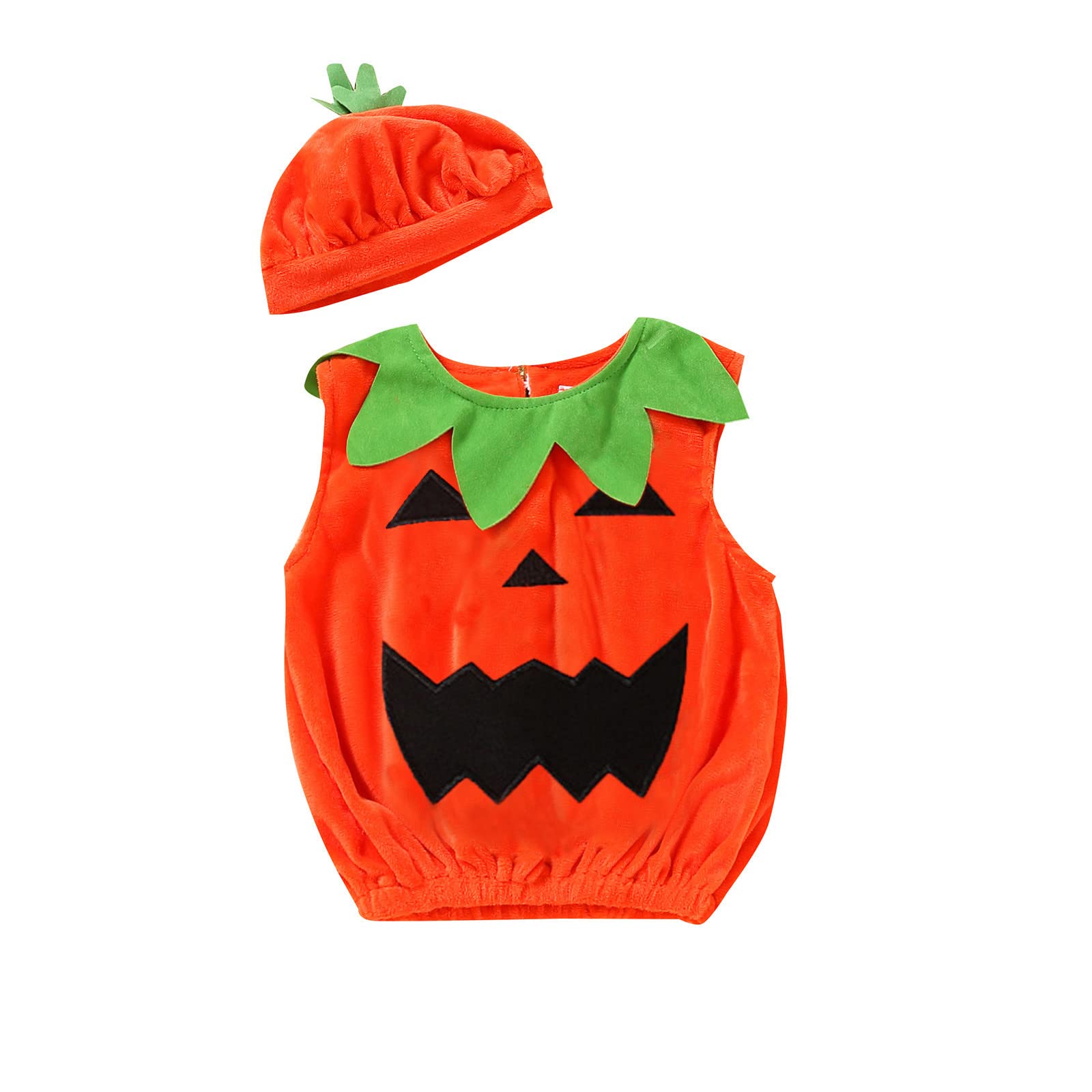 Pumpkin Vest & Hat Halloween Costume Set for Toddler Boys & Girls 0-3 Years - Cute Fall Outfit for Halloween Parties, Birthday Gifts & Photo Shoots