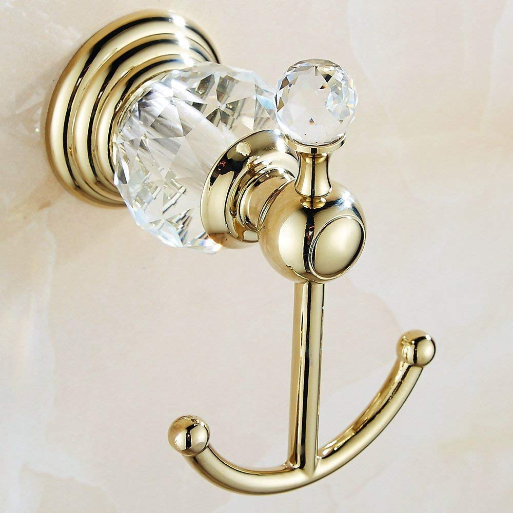 WINCASE Gold Crystal Towel Ring - Round Wall Mounted Bathroom Towel Holder for Hand Towels, Robes & Clothes Hooks | Perfect for Bathroom, Kitchen & Laundry Room Organization