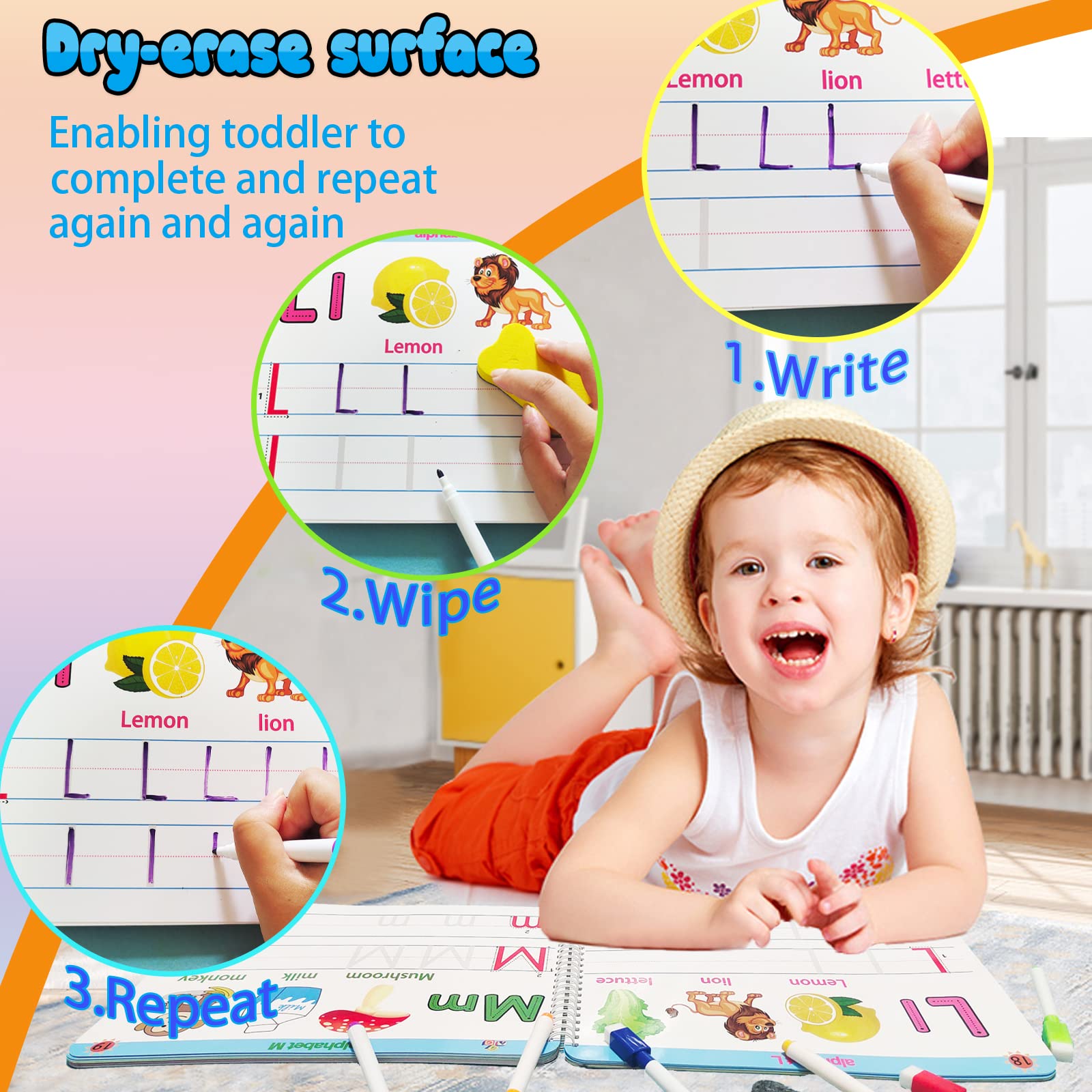 Montessori Preschool Learning Activities Workbook - ABC Letter Tracing & Handwriting Practice for Toddlers, PreK Kids | Autism Educational Toys & Busy Book for Home, Classroom & Travel Use
