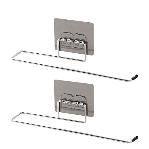Stainless Steel Paper Towel Holder & Toilet Paper Roll Holder - 2 Pack Hanging Bathroom & Kitchen Storage Rack for Paper Rolls, Towels - Space Saving Home Organization (Use in Kitchen, Bathroom, RV, Office)