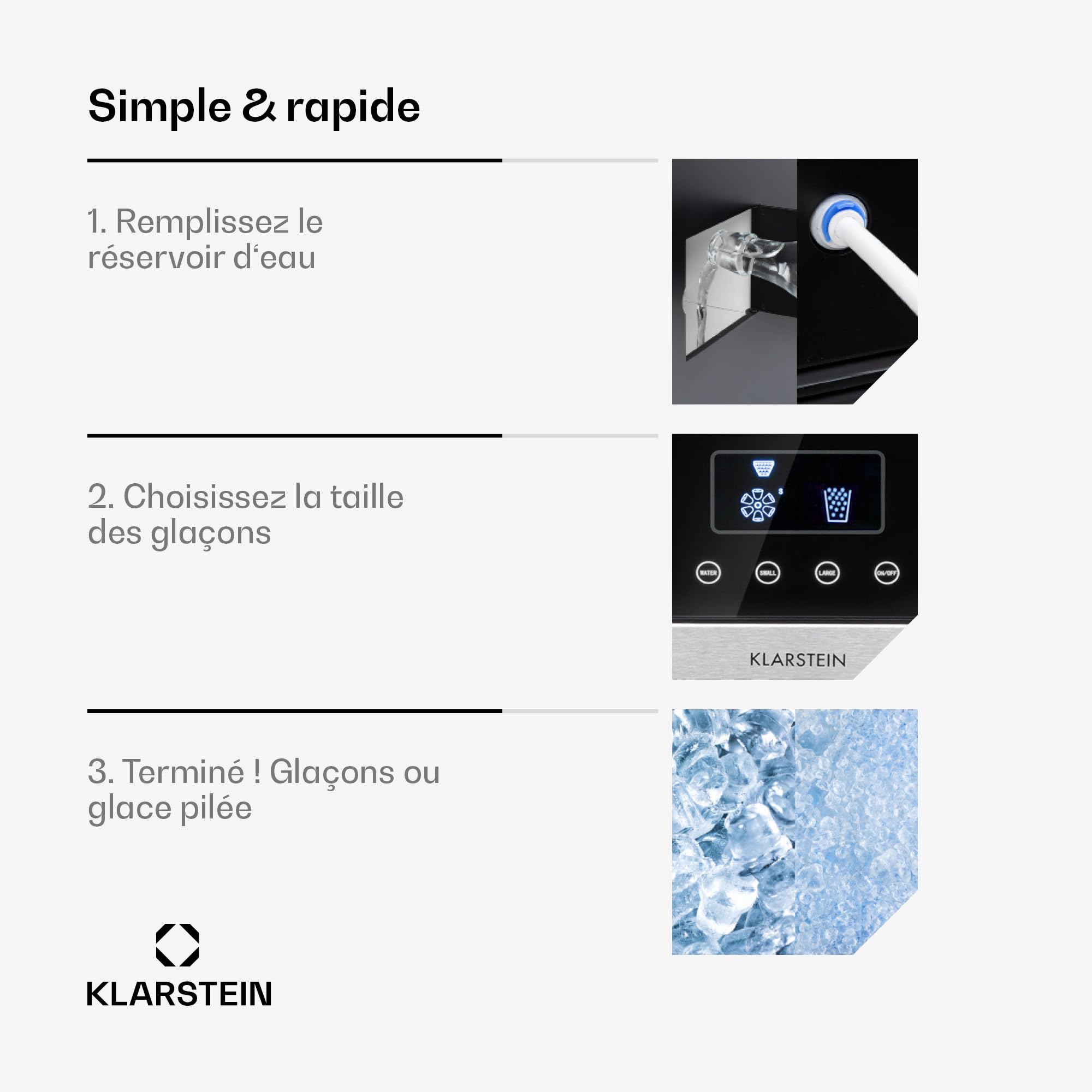 Klarstein 1.8L Portable Ice Maker Machine for Home - Fast Makes 15kg Crushed or Bullet Ice Cubes - Easy Clean Countertop Ice Maker with Alarm - Perfect for Parties, Cocktails & Outdoor Events