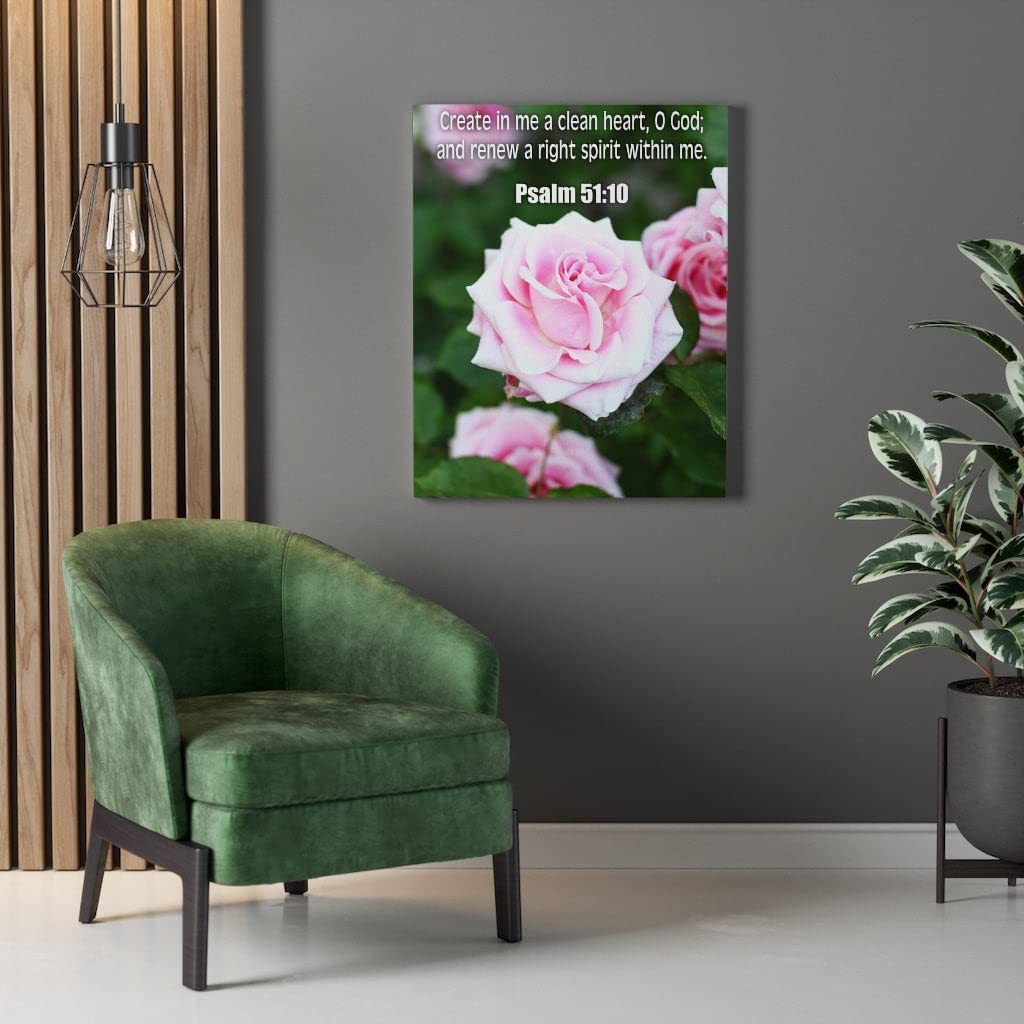 Bible Verse Canvas Art - Psalm 51:10 'Create in Me a Clean Heart' Christian Wall Decor - Perfect for Home, Church & Prayer Room Inspiration