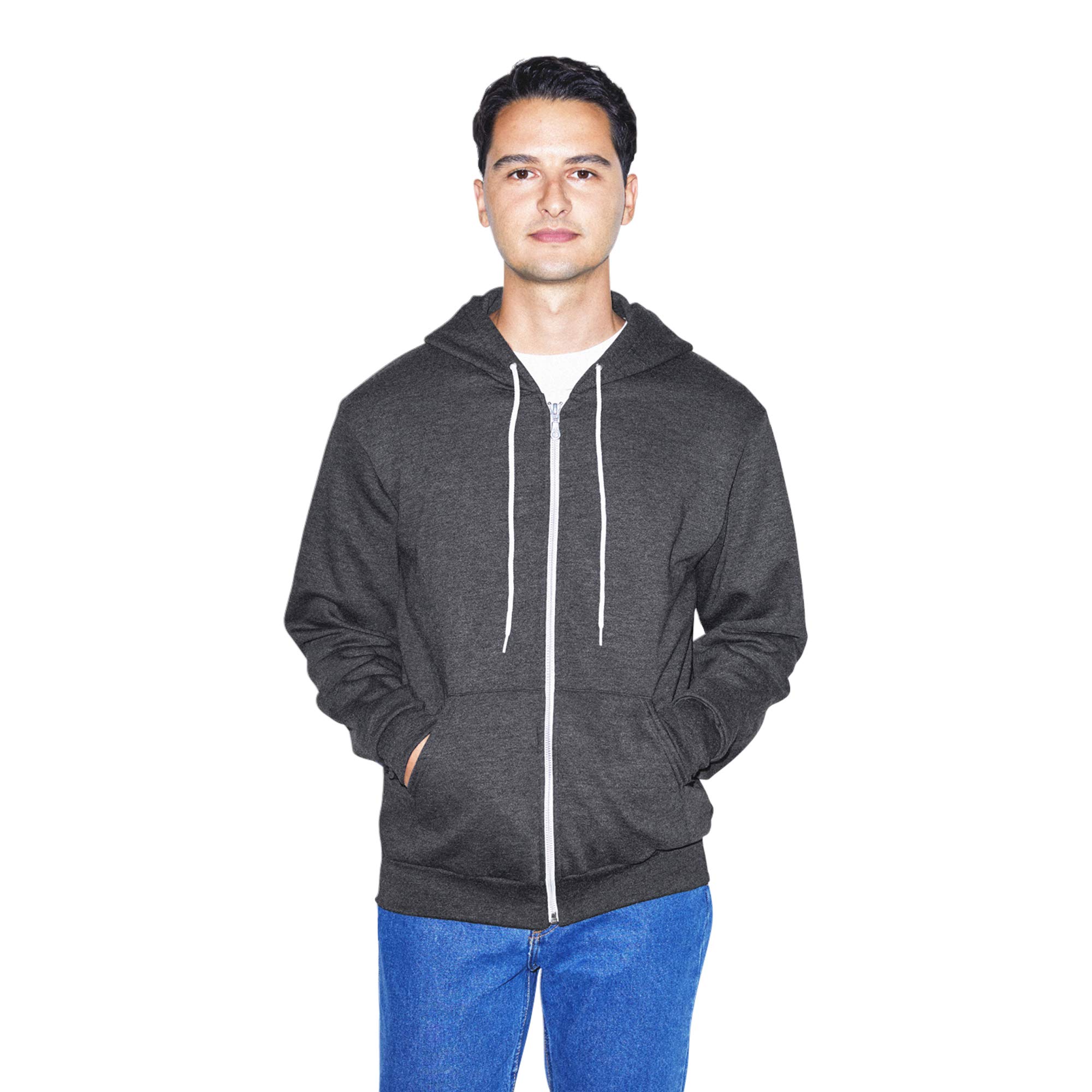 American Apparel Men's Flex Fleece Long Sleeve Zip Hoodie - Soft Comfortable Pullover Jacket for Casual Wear & Outdoor Activities