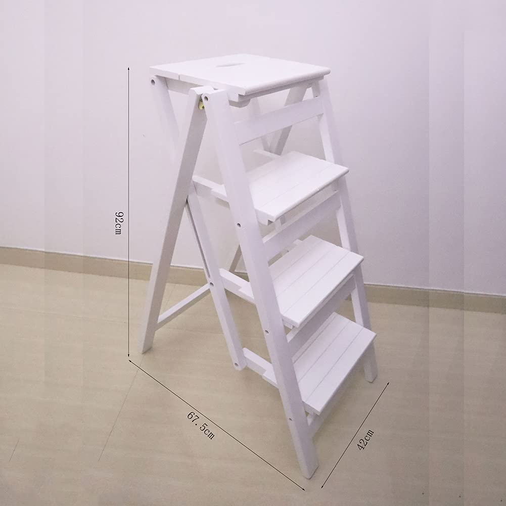 **Adjustable Wooden Folding Step Stool - 3 Height Levels for Kitchen, Bathroom & Home Use - Solid Wood Construction - Safe & Sturdy Step Ladder for Adults & Kids**