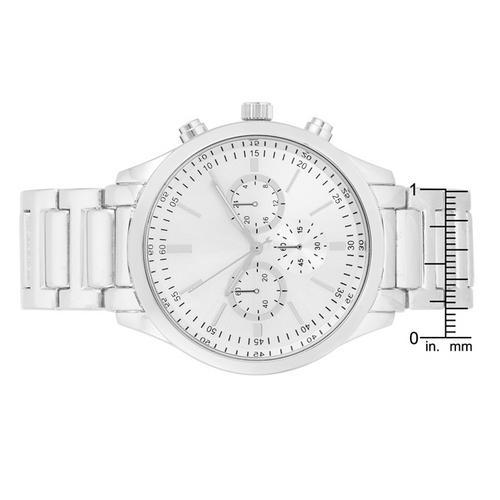 Chrono Silvertone Metal Watch for Men - Waterproof Stainless Steel Analog Wristwatch with Date Display - Perfect for Business, Casual & Formal Occasions