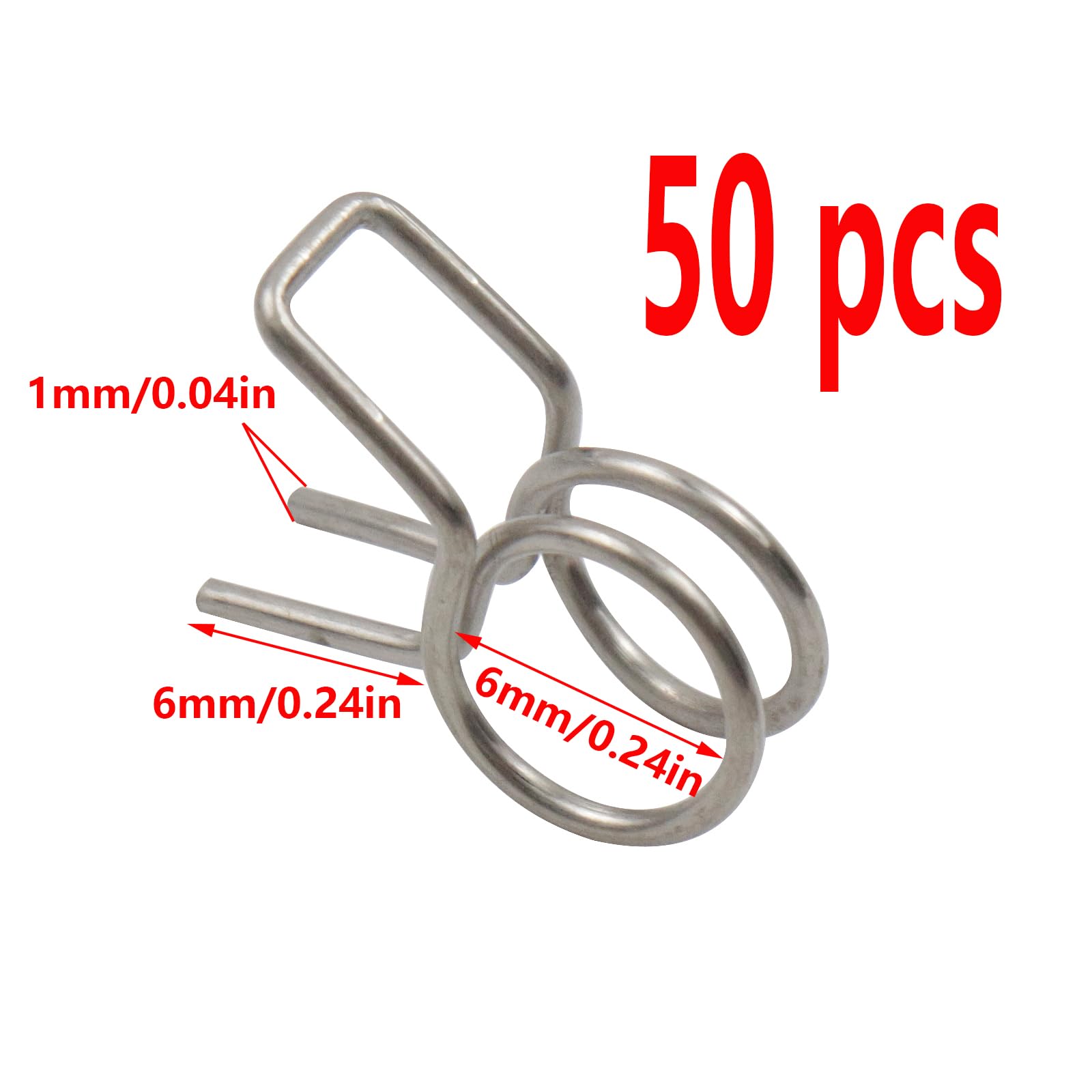 50PCS Double Wire Spring Hose Clamps 0.24