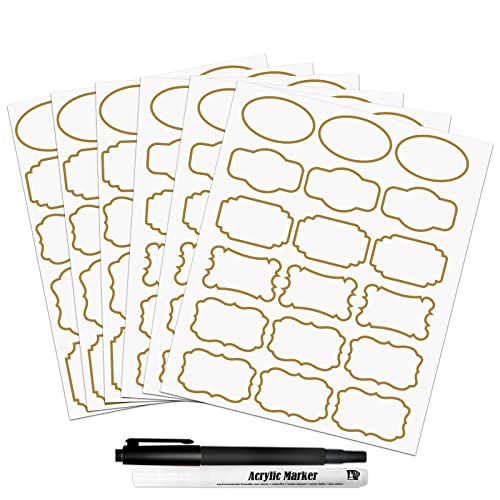 Clear Labels With Gold Border(93 Pcs)