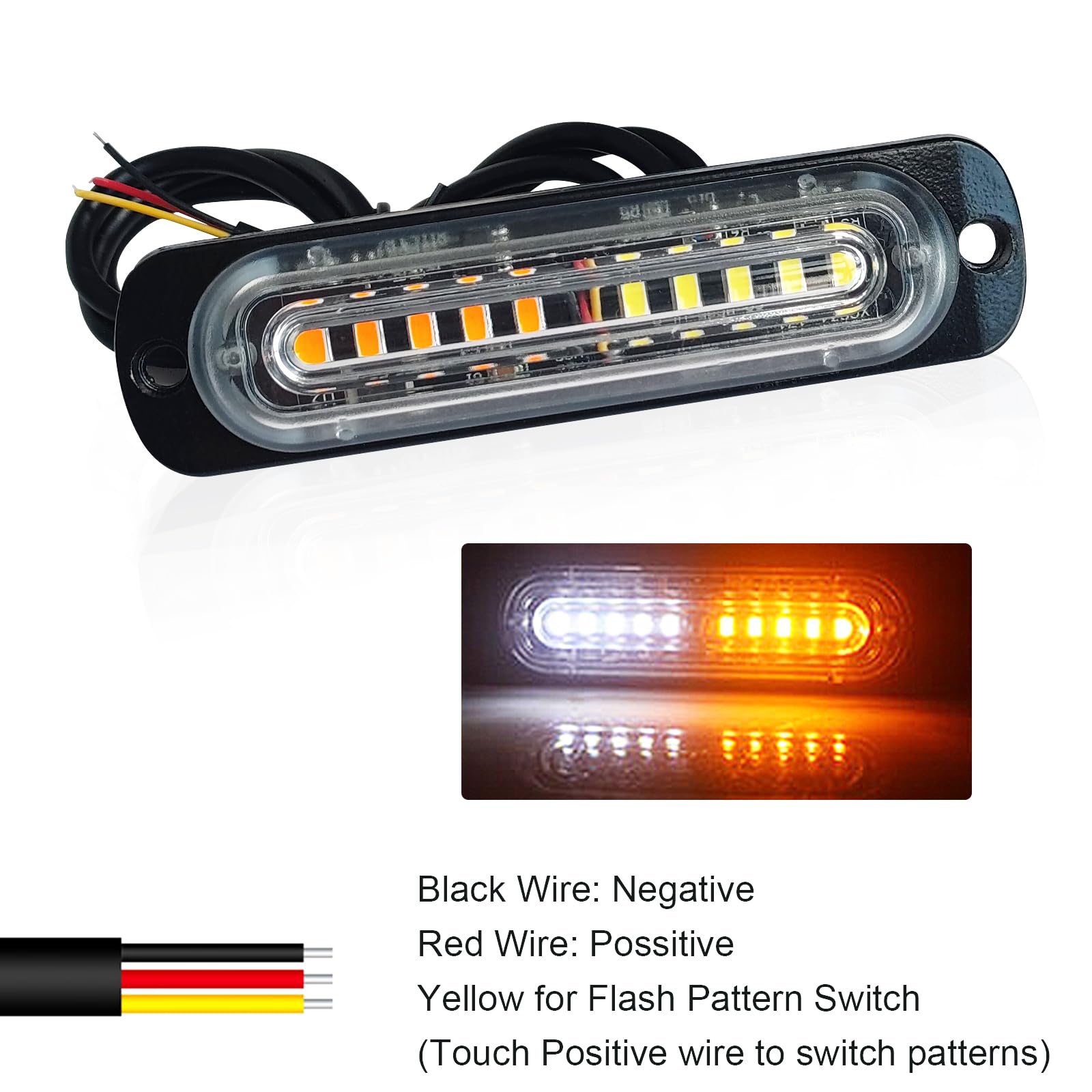 10 Pack Super Bright LED Emergency Strobe Lights for Cars, Trucks & Motorcycles - Amber/White Hazard Warning Flashing Lights (2 Pack) - Ideal for Roadside Emergencies, Construction Zones & Vehicle Safety