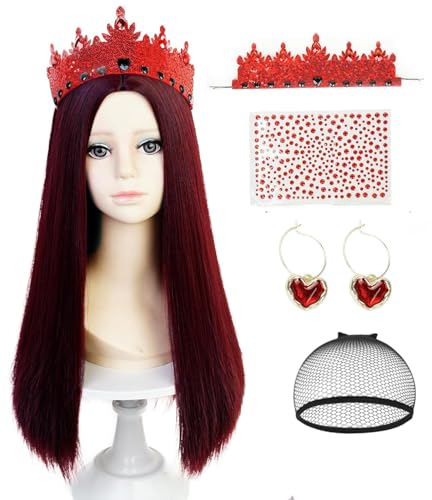 Deep Red Long Straight Wigs for Kid