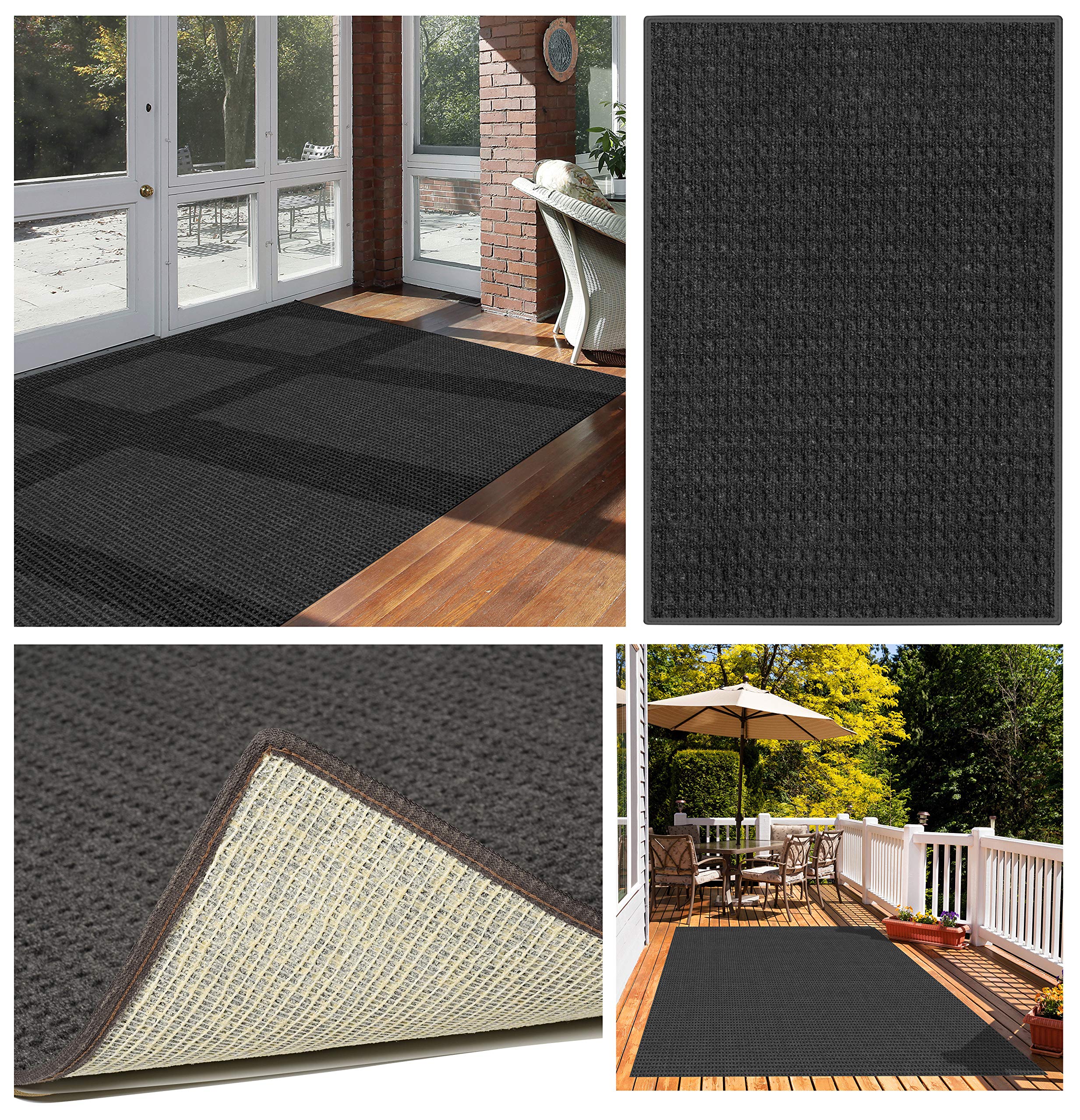 Custom Sized Waffle Pattern Indoor/Outdoor Area Rugs & Runners - Eco-Friendly DuraKnit Pile & Loop Carpet with Natural Softness | Perfect for Living Room, Patio, Entryway & High Traffic Areas