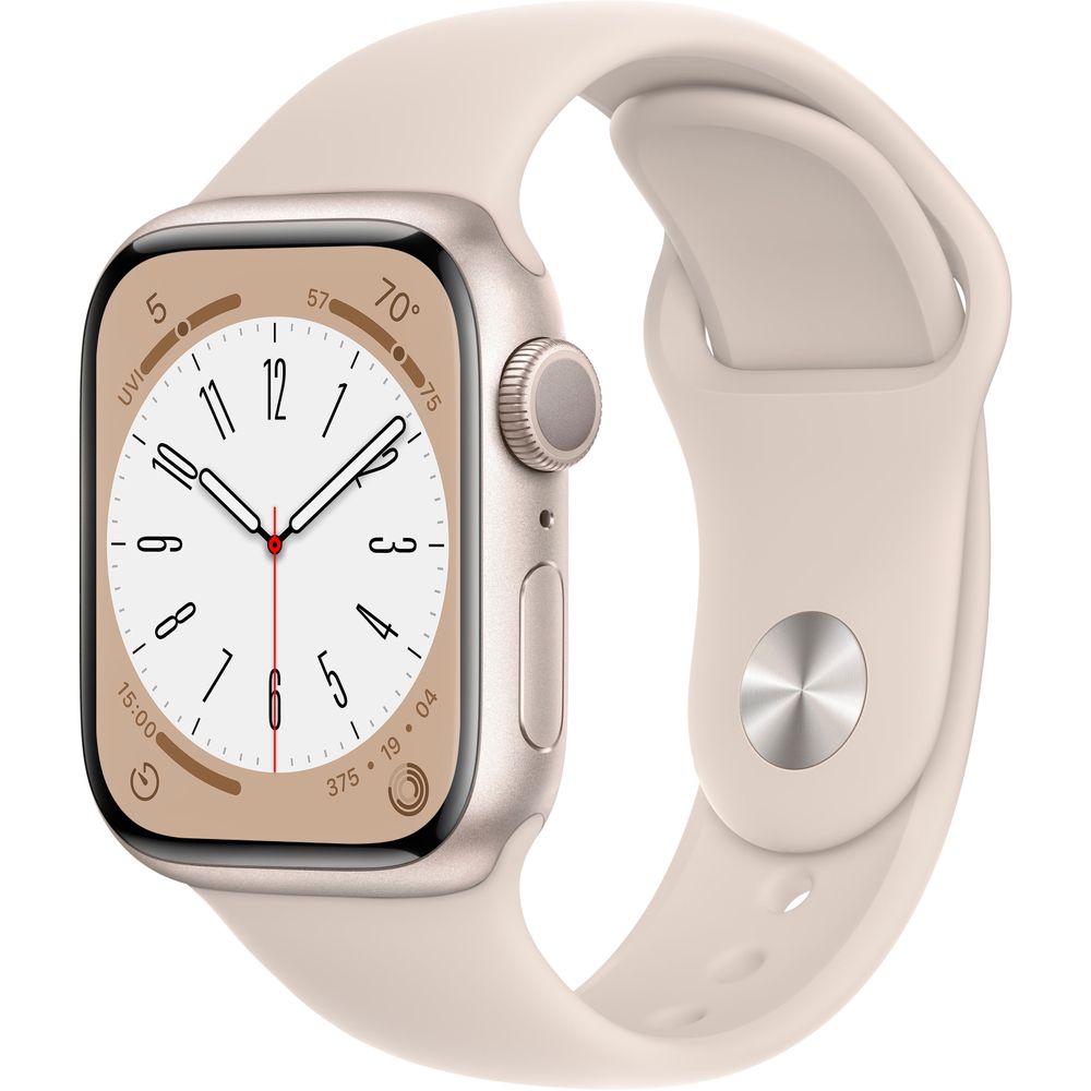 Apple Watch Series 8 (Gen 8) 41mm GPS Smartwatch - Starlight Aluminum Case with Starlight Sport Band (Model 3K762LL/A) | Fitness Tracker, Heart Rate Monitor, Water Resistant for Running, Swimming & Daily Use
