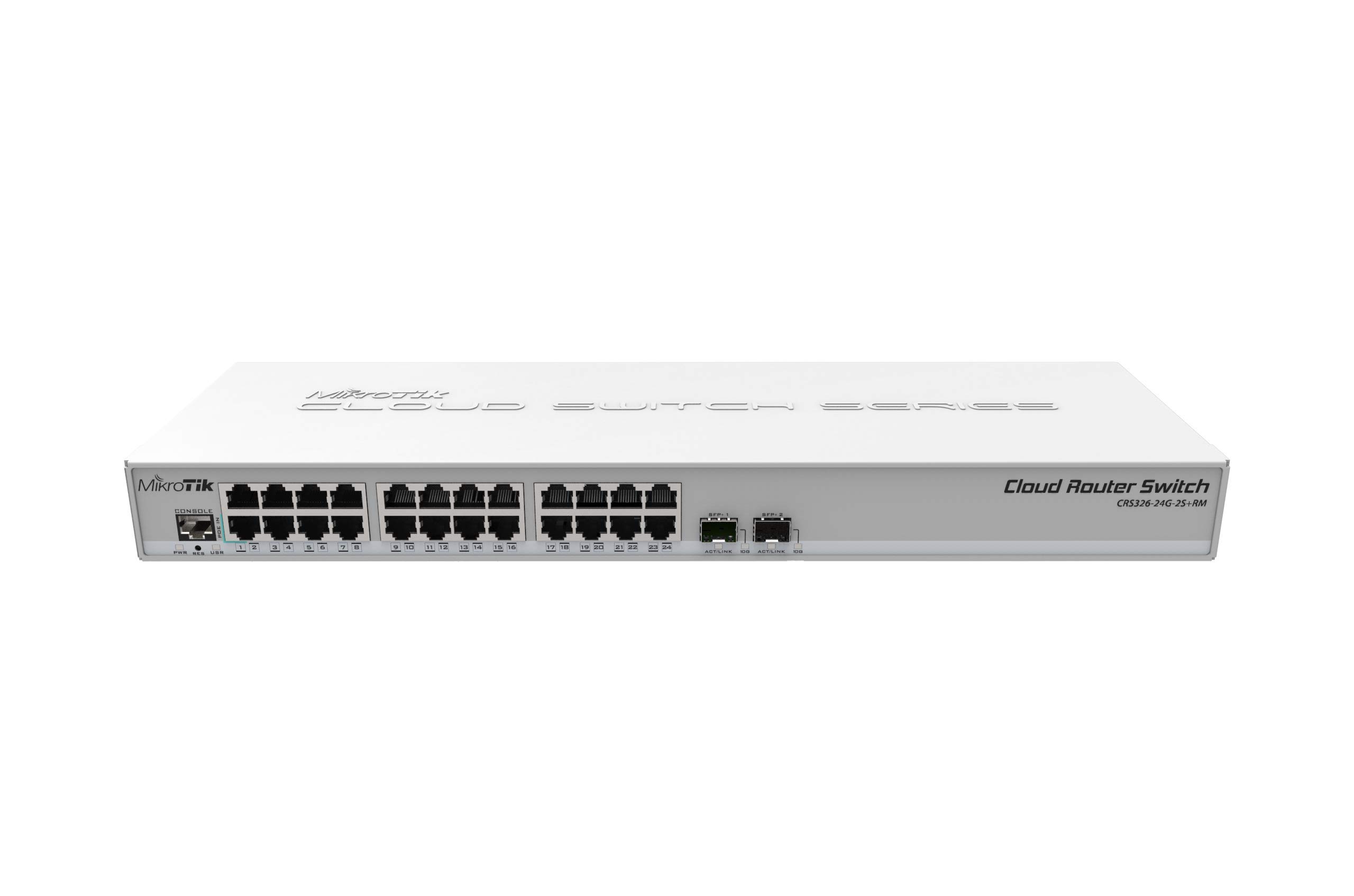 Mikrotik CRS326-24G-2S+RM 24-Port Gigabit Ethernet Switch with 2 SFP+ Cages - 1U Rackmount Cloud Router Switch, Dual Boot (RouterOS/SwitchOS) for Data Centers, Enterprise Networks & Server Rooms