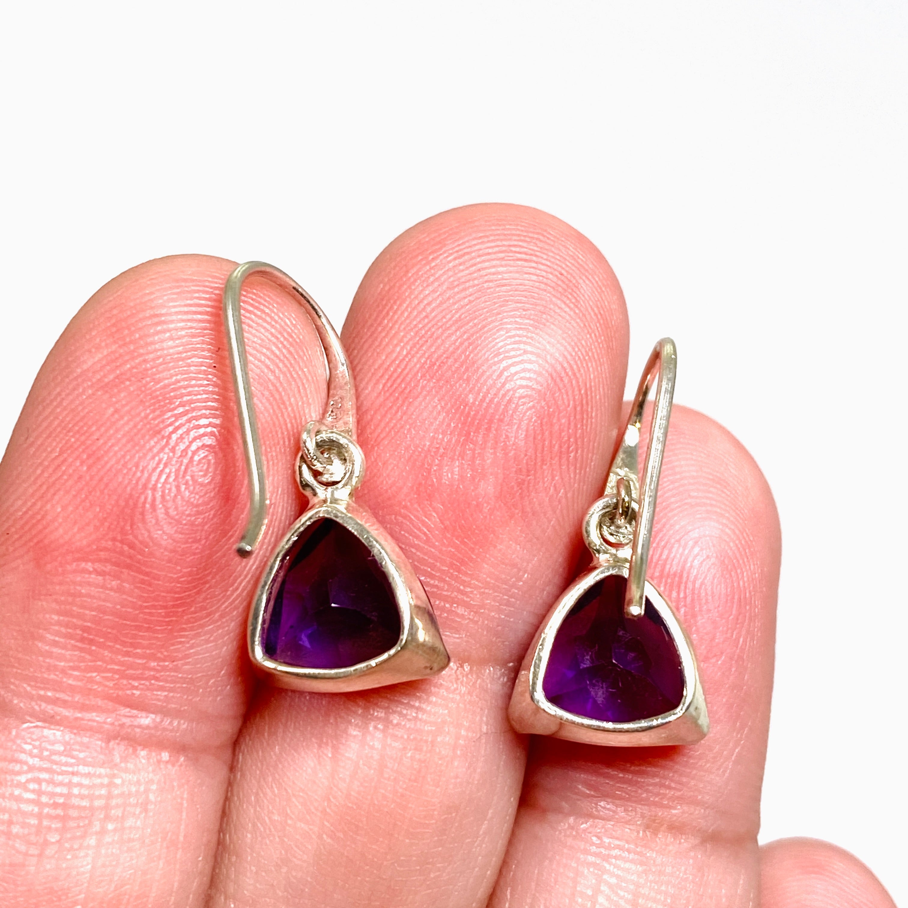 Amethyst Triangular Faceted Earrings for Women - Elegant Purple Gemstone Dangle Earrings - Perfect for Parties, Weddings & Special Occasions