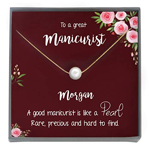Floating Pearl Necklace with Inspirational Message - Unique Manicurist Gift for Women - Perfect for Birthdays, Anniversaries & Appreciation Gifts