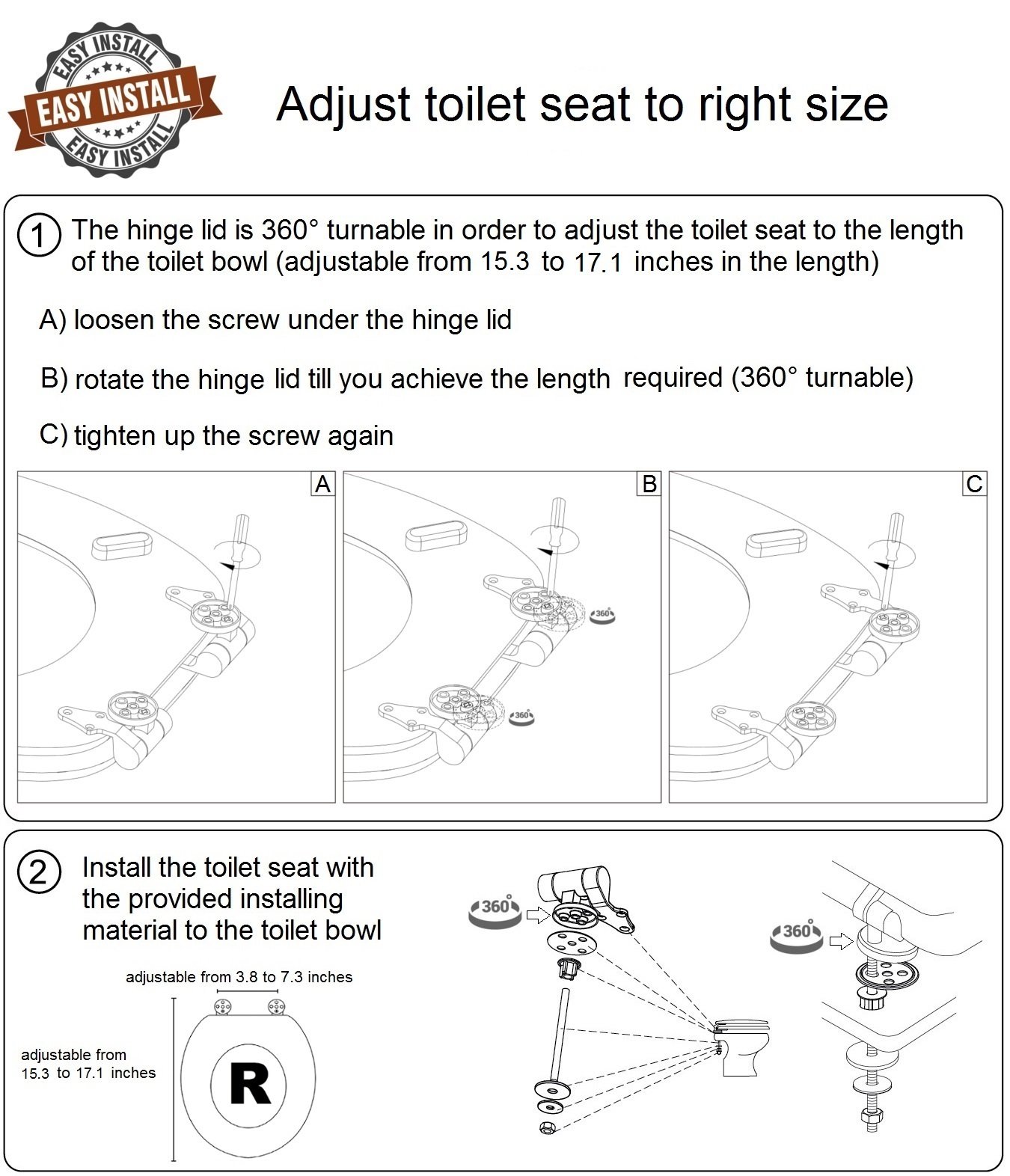 Sanilo Soft Close Toilet Seat ROUND - Quiet Slow Close Lid & Seat with Strong Bumpers & Hinges - Durable Granite Finish - Perfect for Bathroom Upgrade & Home Renovation
