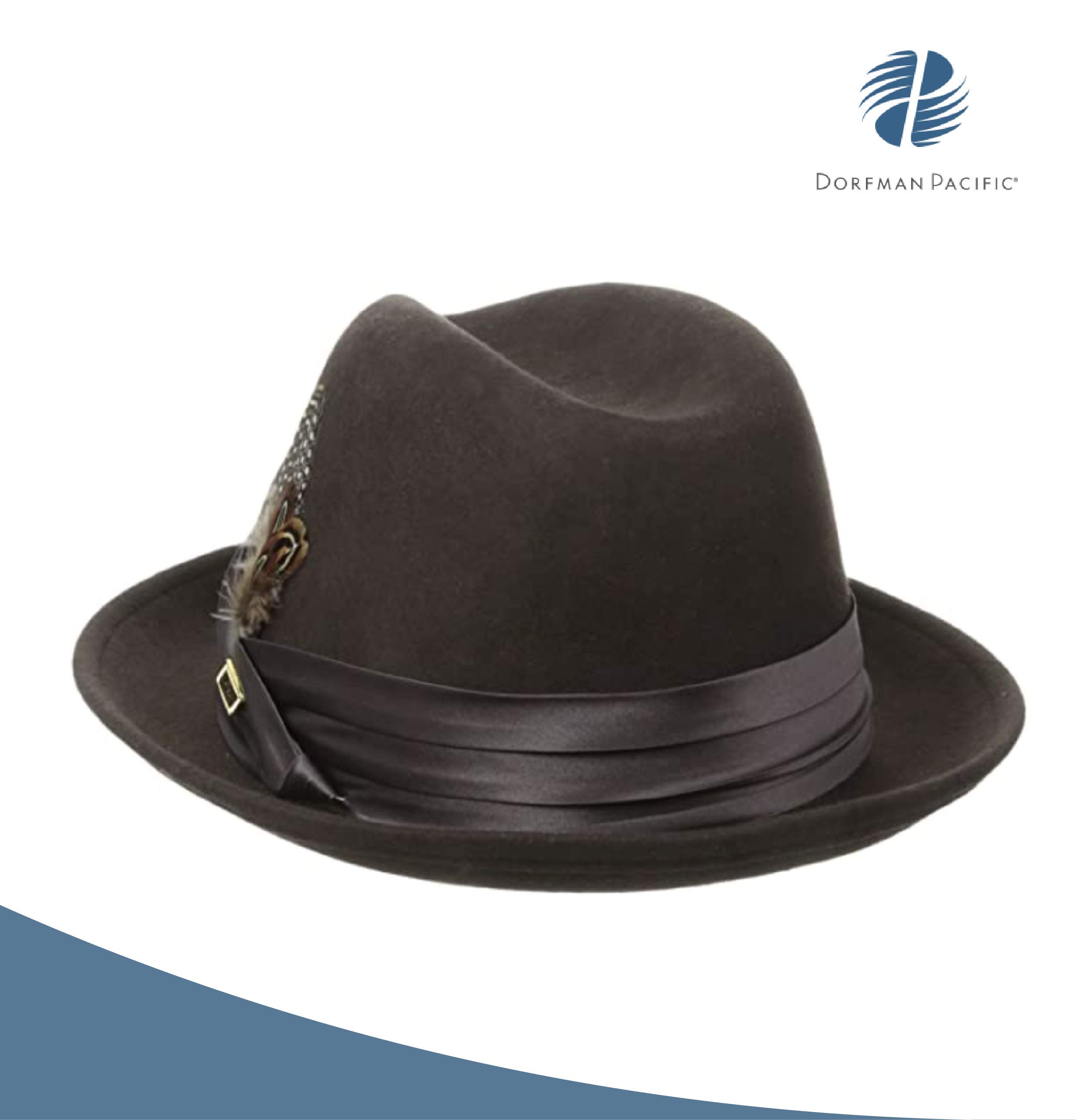 STACY ADAMS Men's Crushable Wool Felt Snap Brim Fedora Hat for Outdoor, Travel & Casual Wear - Classic Style Dress Hat for Men
