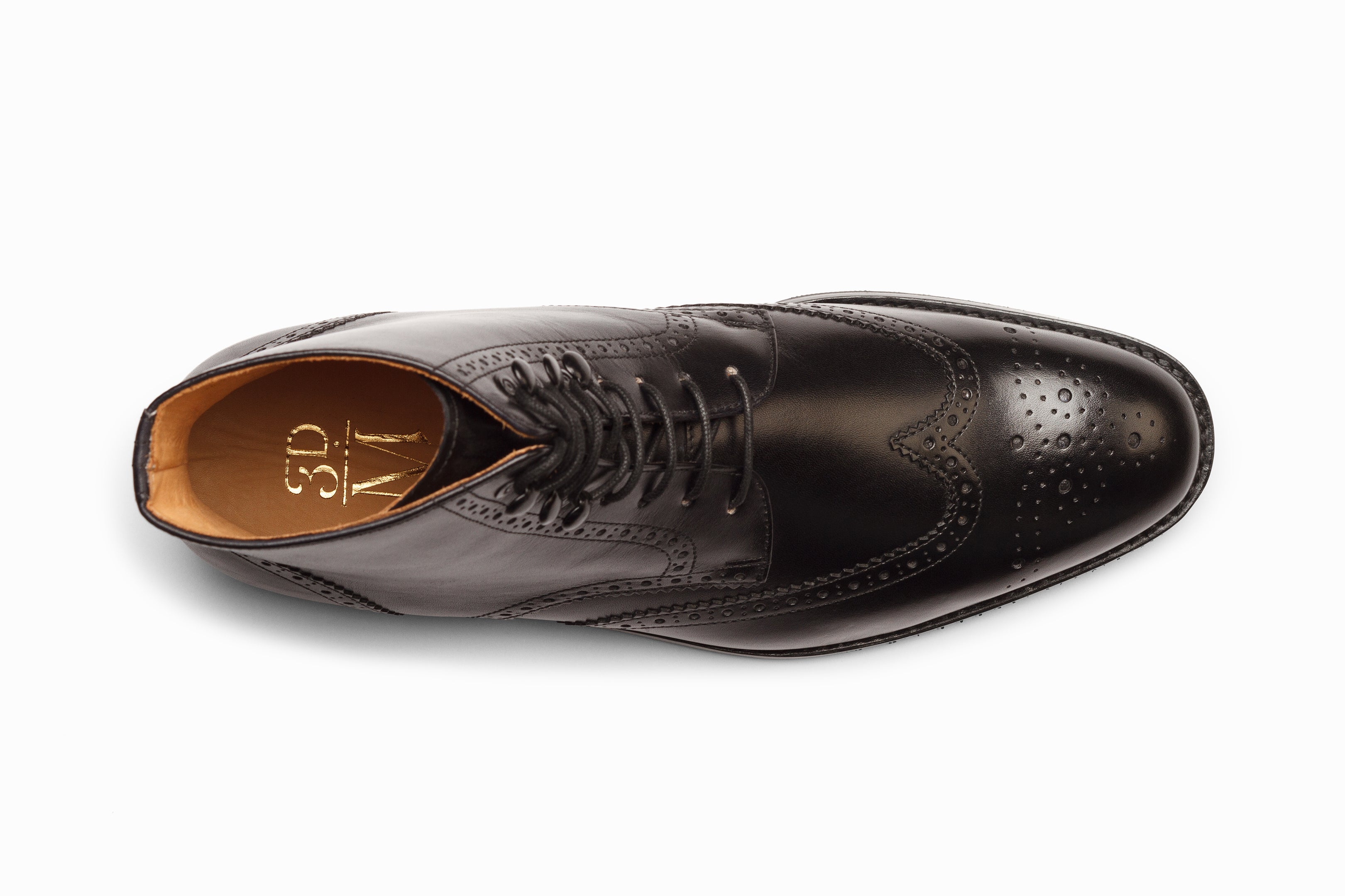 Premium Leather Wingtip Brogue Boots for Men - Classic Black Oxford Style Dress Shoes - Perfect for Business, Formal Events & Office Wear