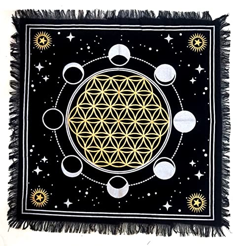 Gold & Silver Moon Phases With Flower of Life