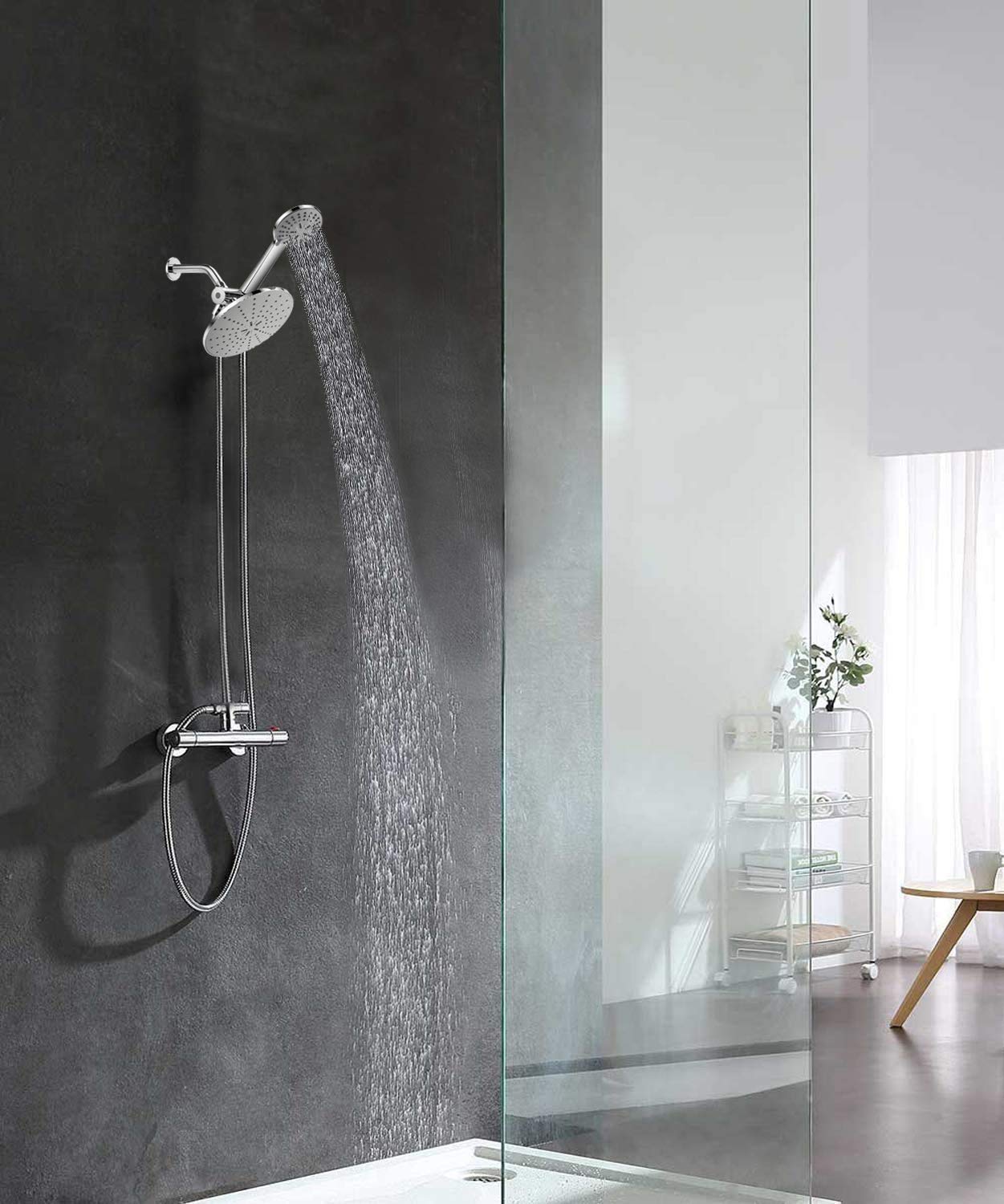 High Pressure Dual Shower Head Combo - Rain Shower & Handheld Shower Head with Hose for Bathroom, Spa & Relaxation | Perfect for Home, Hotel & Gym Use