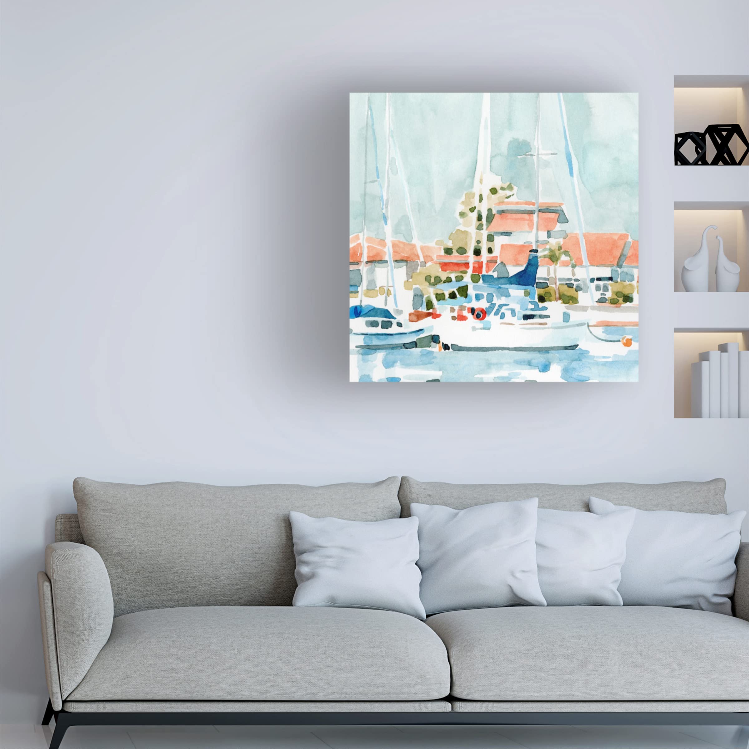 Emma Caroline 'Beach Town Summer I' Canvas Wall Art Print - Coastal Decor for Living Room, Bedroom & Office - Perfect Beach House & Vacation Home Decor