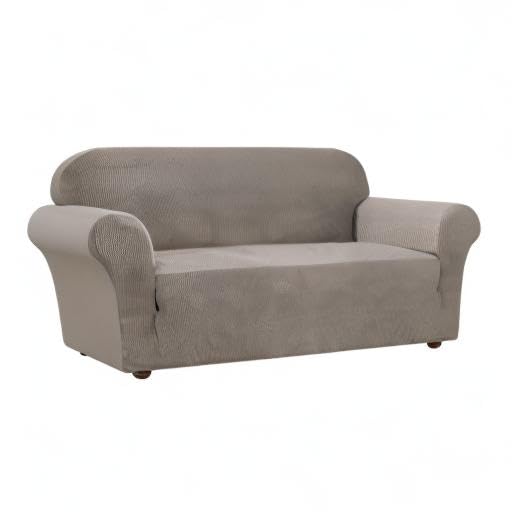 Turquoise Jacquard Stretch Sofa Slipcover - 3 Cushion Couch Cover with Elastic Bottom, 1-Piece Pet-Friendly Furniture Protector for Living Room (Taupe) | Perfect for Home Decor, Pet Owners & Sofa Protection