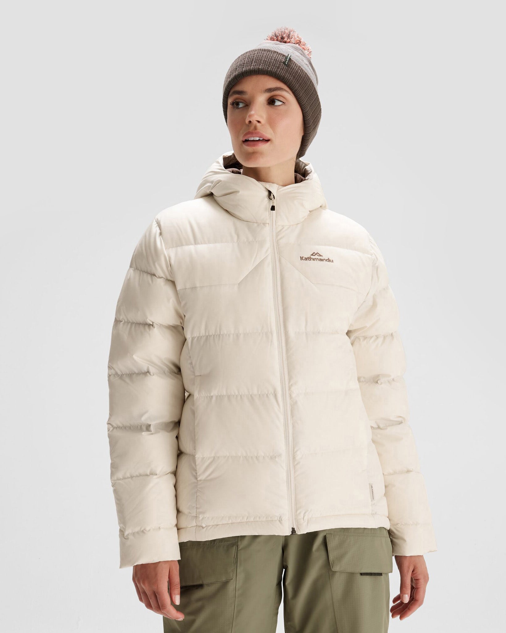 Women's Epiq Hooded Down Jacket - Lightweight Winter Coat, Waterproof & Windproof, Natural Color - Perfect for Outdoor Activities, Hiking & Cold Weather Fashion