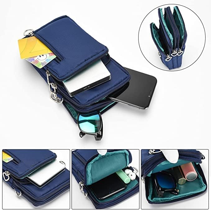 Women's Crossbody Cell Phone Purse - Sporty Wristband Armband Wallet Bag with Zipper - Nylon Handbags for Running, Gym, Travel & Everyday Use