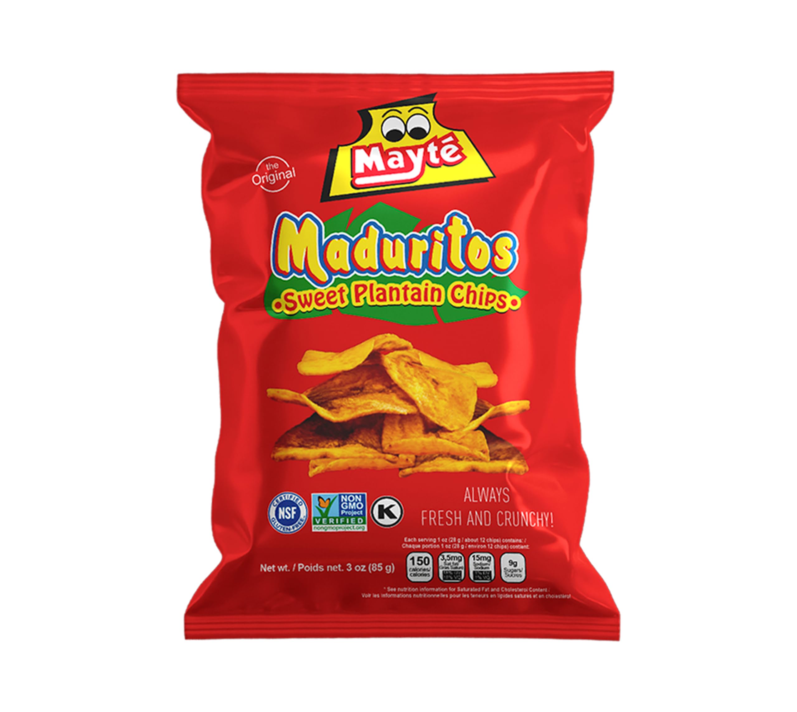 Mayté Sweet Potato Chips & Plantain Chips - 3oz Non-GMO, Gluten-Free, Kosher Snacks - Healthy Vegan Snack for Parties, Travel & On-The-Go