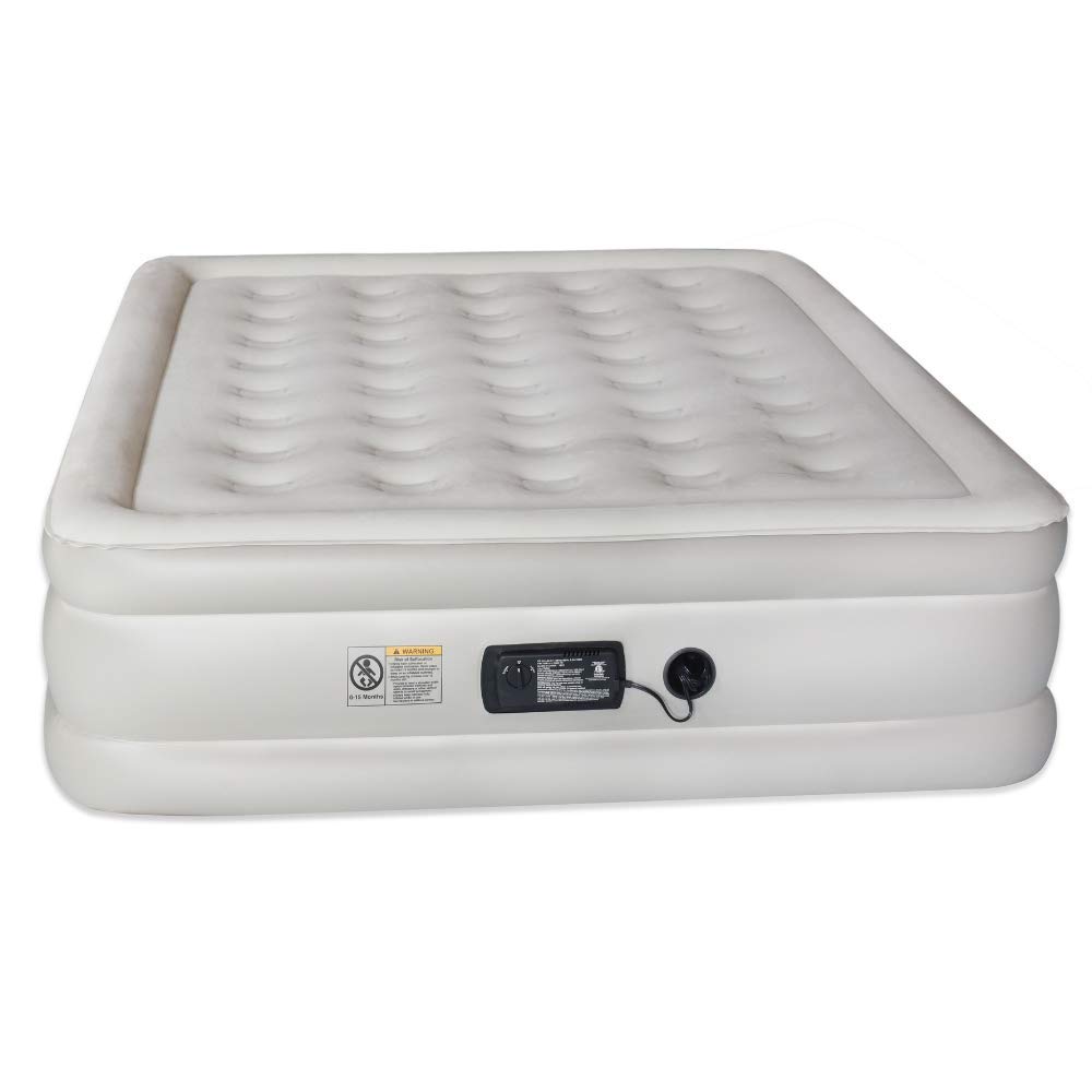 Aria Queen Raised Inflatable Air Mattress with Built-in Pump - Comfortable Portable Air Bed for Camping, Travel & Guest Use - Quick Inflation & Durable Support for Home, Outdoor & Sleepovers