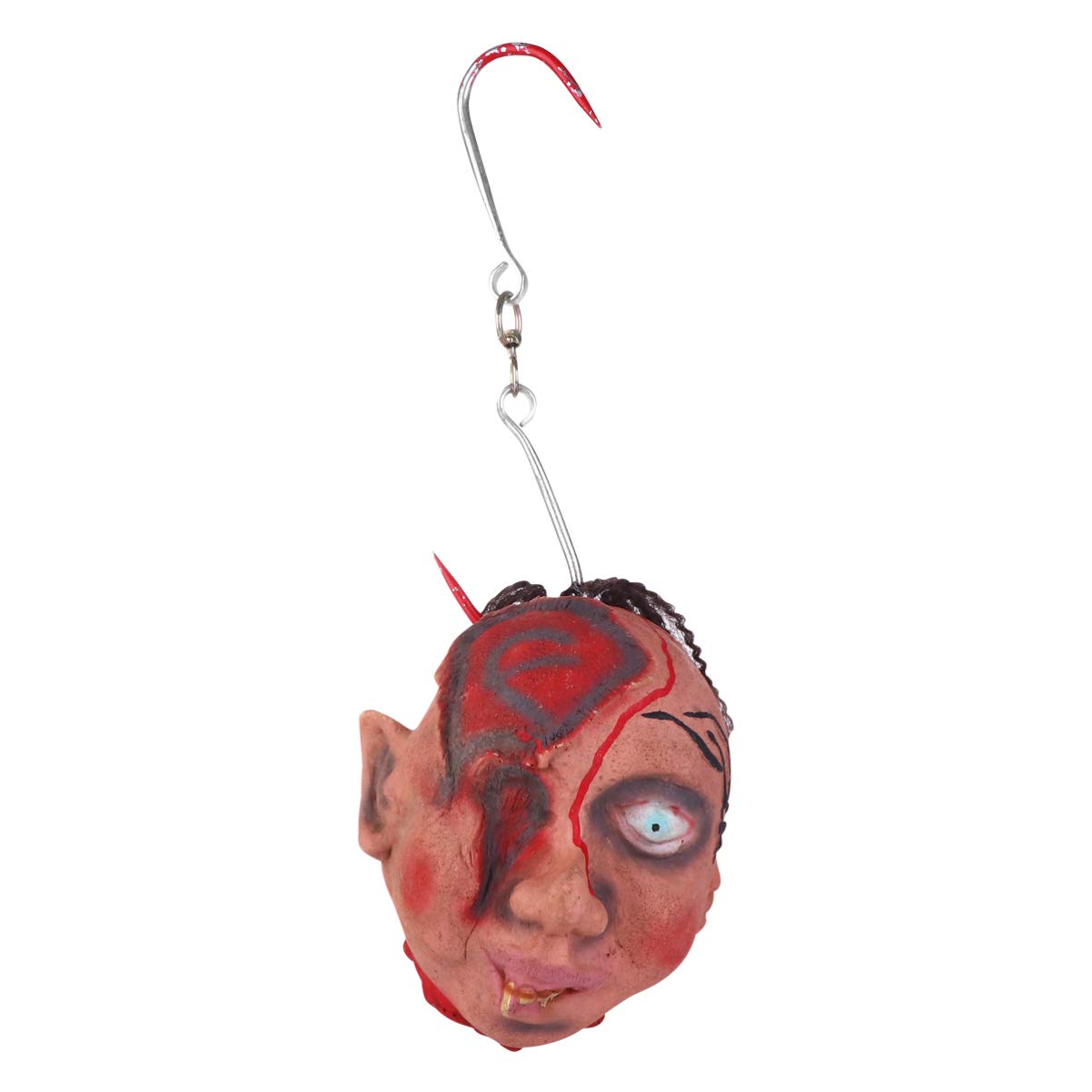 EXCEART Halloween Decorations - Realistic Severed Zombie Head with Animated Features & Alloy Tiara - Scary Hanging Prop for Haunted Houses, Yard Displays & Horror Parties