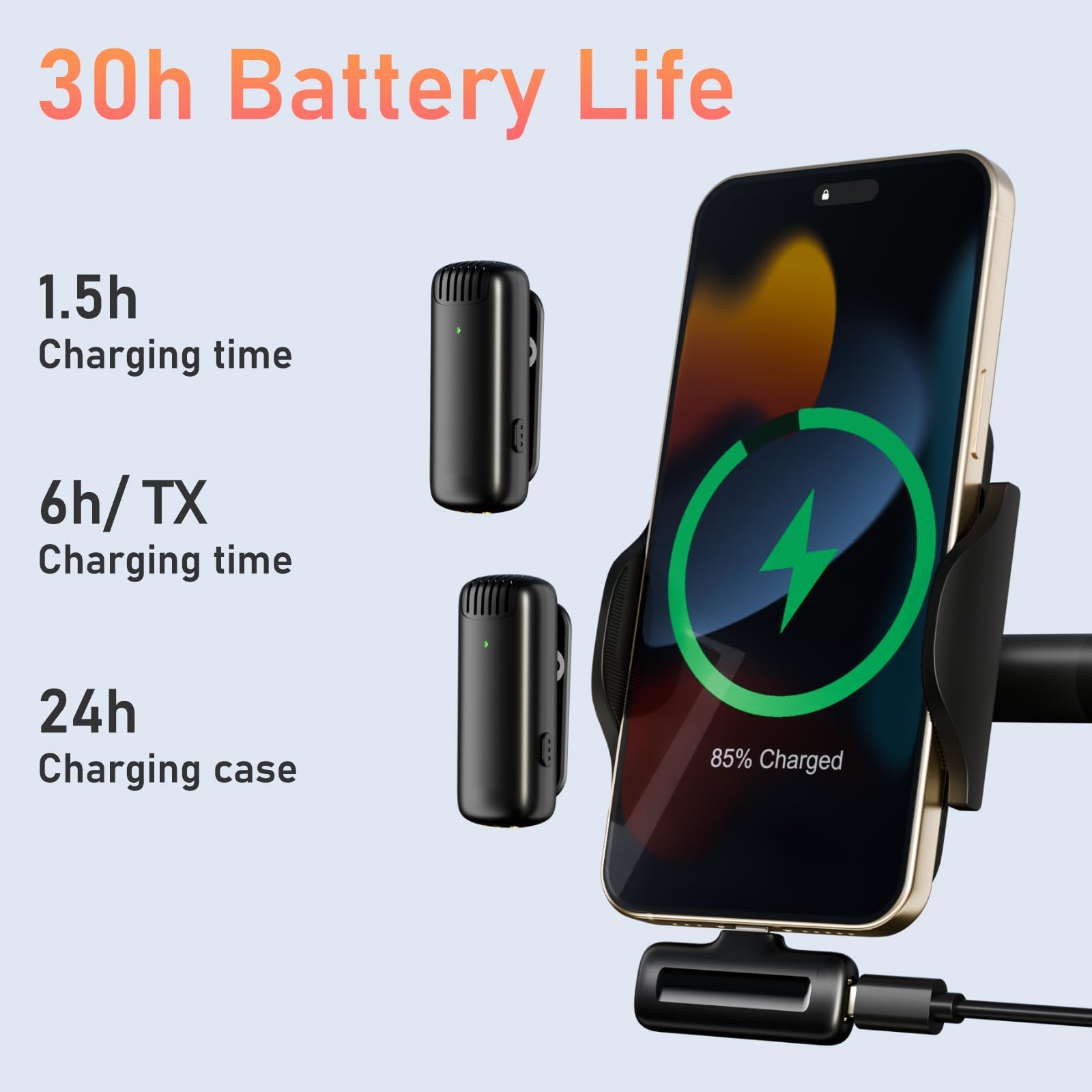 Wireless Lavalier Microphone for iPhone iPad 14 13 12 11 Pro Max - Noise Cancelling Clip-on Mic with Charging Case for YouTube Videos, Live Streaming, Podcasts, TikTok & Vlogging - Perfect for Interviews, Gaming, and Content Creation