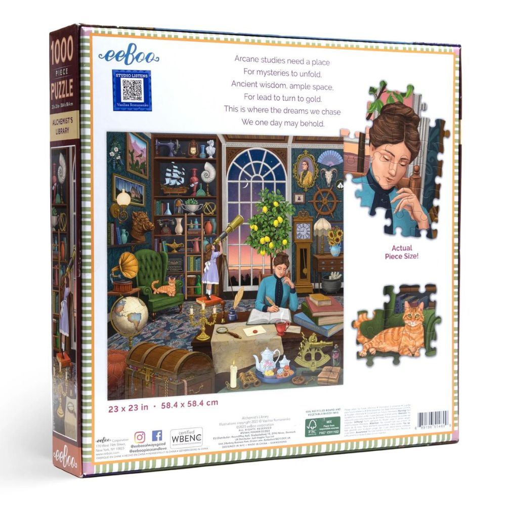 1000 Piece Jigsaw Puzzle - Alchemist's Library Fantasy Book Scene - Challenging Adult Puzzle for Relaxation & Home Decor