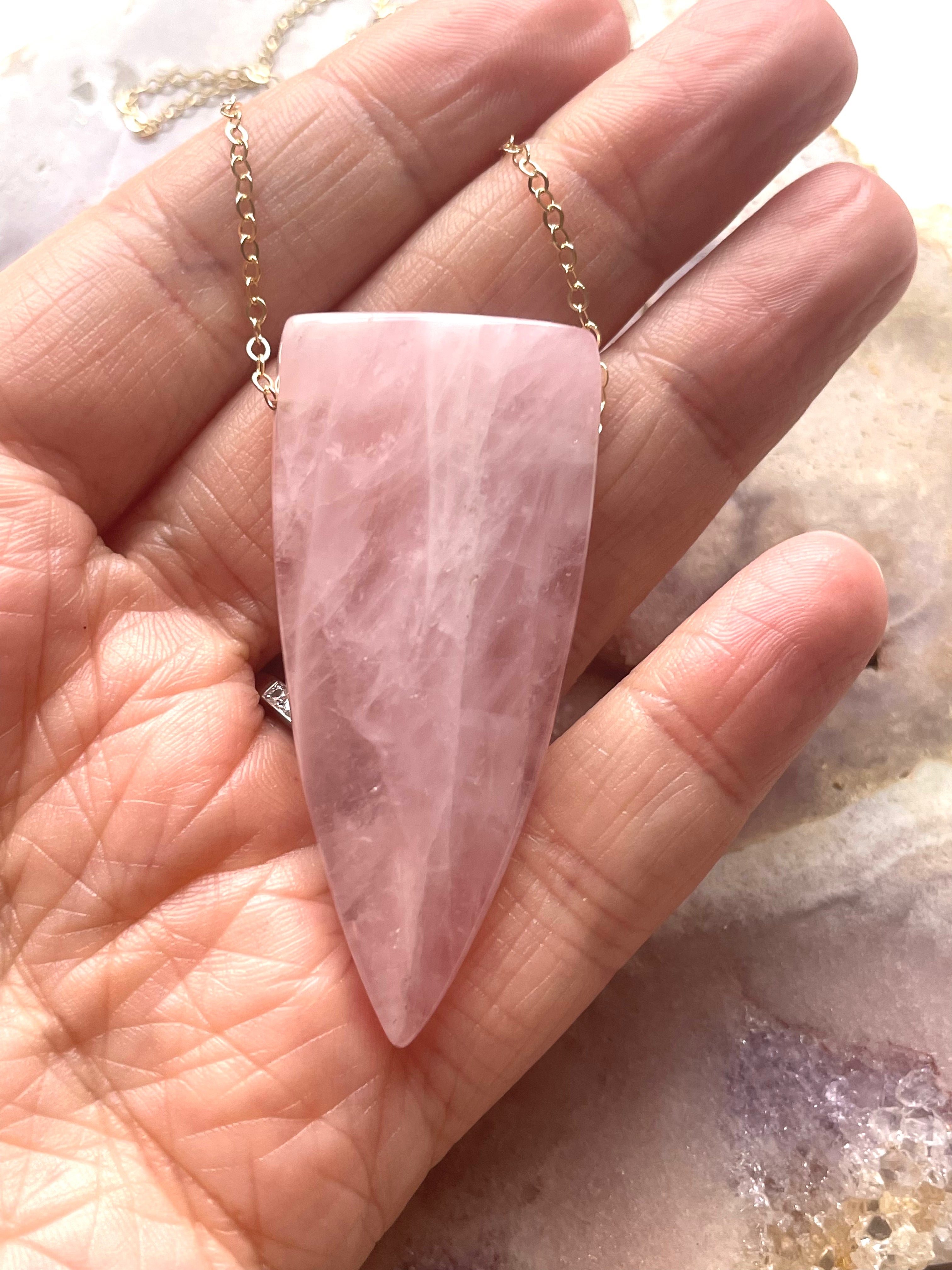 Rose Quartz Dagger Necklace - 14K Gold Filled Pendant for Women, Healing Crystal Jewelry Gift for Protection & Love | Perfect for Meditation, Spiritual Healing & Everyday Wear