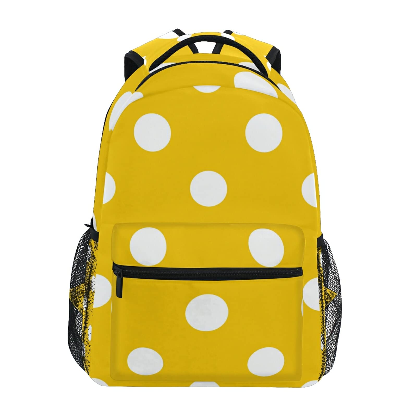 Xigua Travel Backpack - Yellow & White Polka Dot Design, Lightweight Casual School Backpack for Women & Men | Perfect for College, Commuting & Weekend Getaways