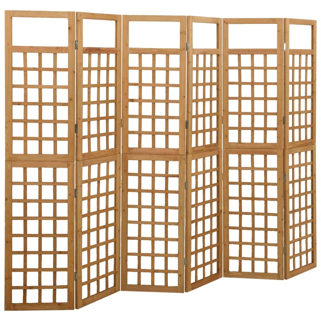 CHARMMA 6-Panel Solid Fir Wood Room Divider & Trellis Screen - 95.5