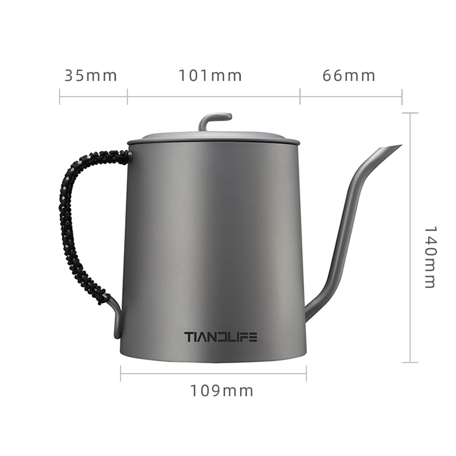 Premium Titanium Gooseneck Pour Over Coffee Kettle 24oz - Stovetop Rapid Heating with Precision Drip Spout for Perfect Drip Coffee & Tea Brewing - Ideal for Home Baristas & Coffee Enthusiasts