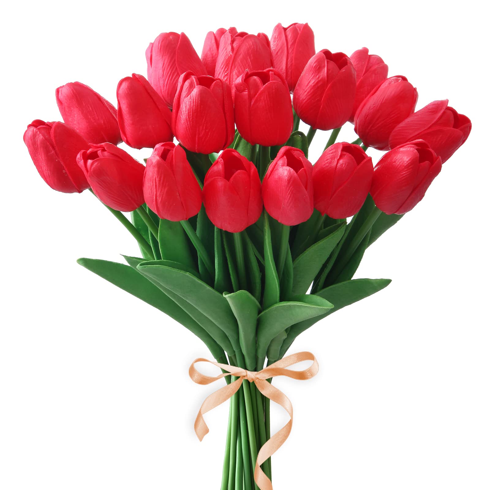 Starryle 10Pcs Real Touch Artificial Tulips - Red Faux Silk Flowers for Home Decor, Kitchen, Living Room, Wedding & Holiday Decoration | Perfect for Spring Centerpieces, Table Arrangements & DIY Floral Crafts