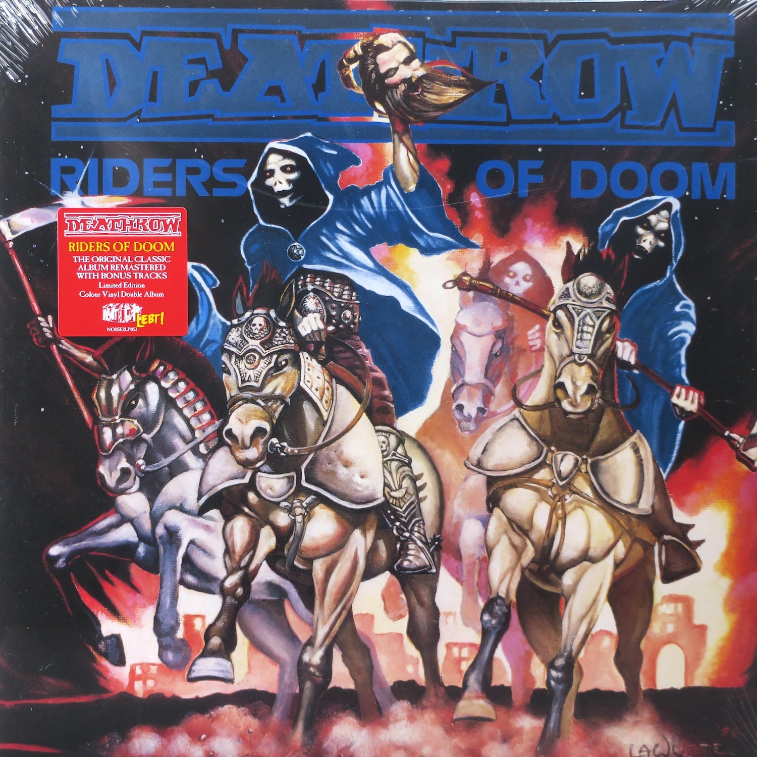 DEATHROW 'Riders Of Doom' BLUE Vinyl 2LP (1986 Thrash Metal Album) - Limited Edition Collector's Item for Music Enthusiasts & Vinyl Lovers