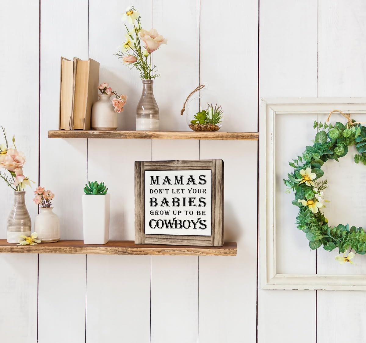 Inspirational Wooden Signs - Baby Boy Nursery Decor, Wood Plaques for Desk & Home, Newborn Son Gift, Rustic Table Art for Bedroom - Perfect for Cowboys Theme Nursery & Western Home Décor