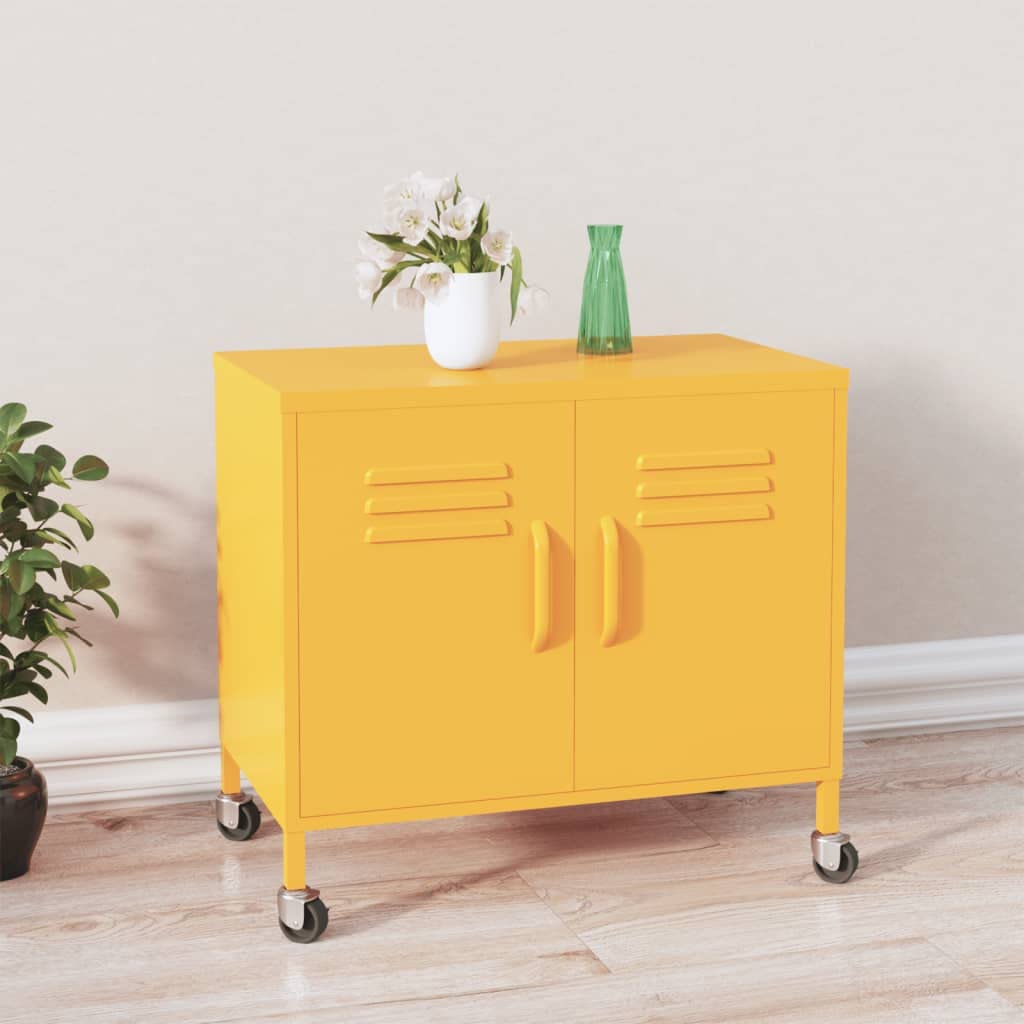 Mustard Yellow Steel Storage Cabinet - 23.6