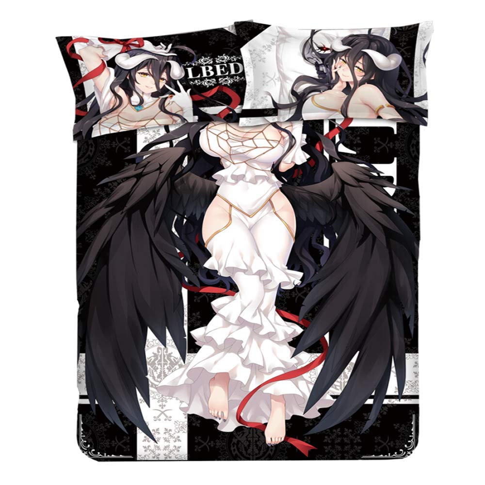 KOSEART Albedo Overlord Anime Bedding Set - Japanese Style Duvet Cover & Pillowcases for Anime Fans - Perfect for Cosplay, Themed Rooms, and Anime Enthusiasts