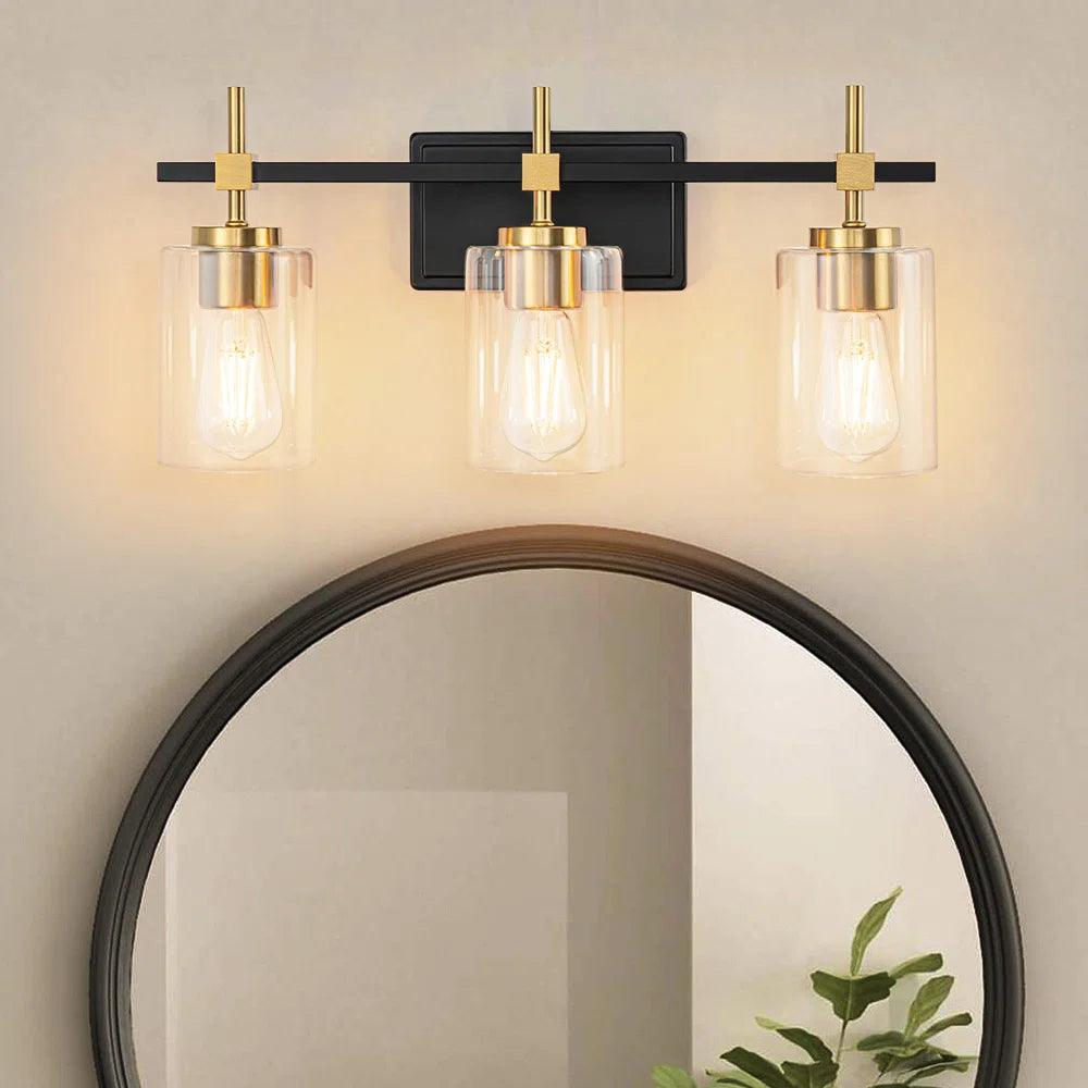 Jasper Modern Clear Glass 3-Light Bathroom Vanity Light Fixture - Perfect for Bathroom, Powder Room & Dressing Room Lighting