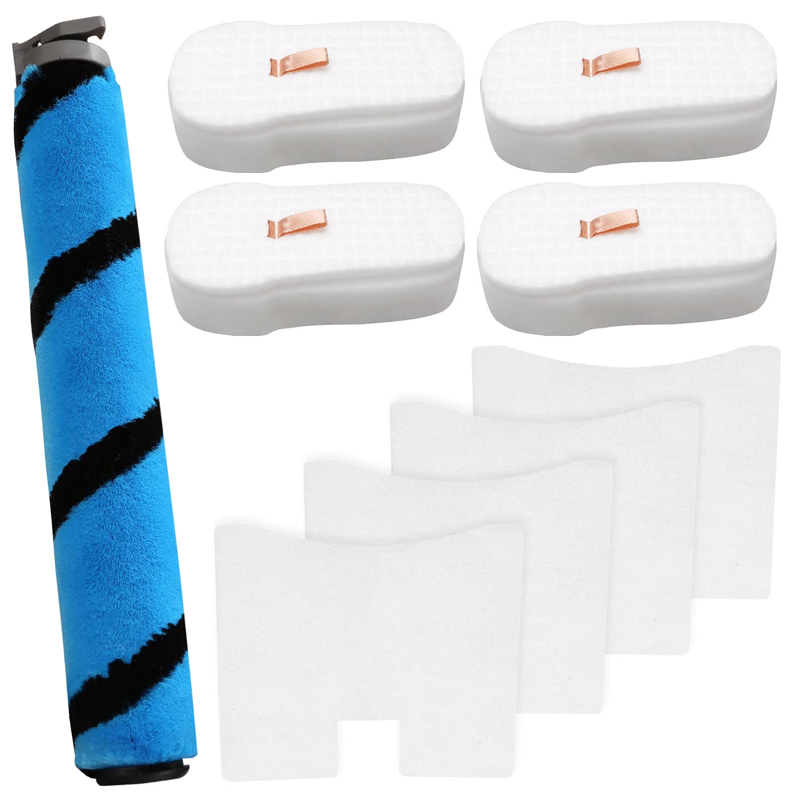 4 Pack Foam & Felt Vacuum Filter Kit with 1 Soft Roller Replacement for Shark HZ2002/HZ2000/Vertex/Ultralight/DuoClean/PowerFins Stick Vacuums - Compatible with Part XFFKHZ2000 & 125CU2002 - Perfect for Pet Hair, Hardwood Floors & Deep Cleaning