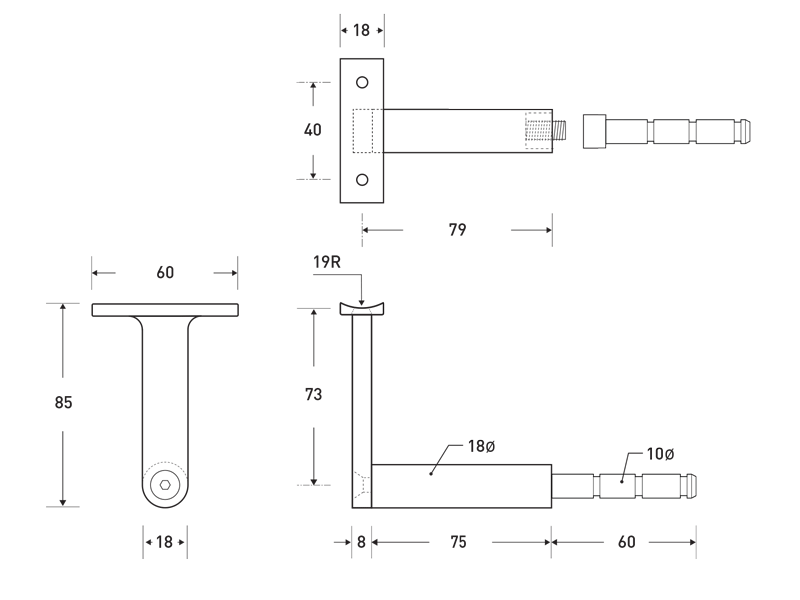 HB 500 Heavy Duty Stainless Steel Handrail Brackets - Wall Mounted Railing Support for Stairs, Decks & Balconies | Indoor & Outdoor Use
