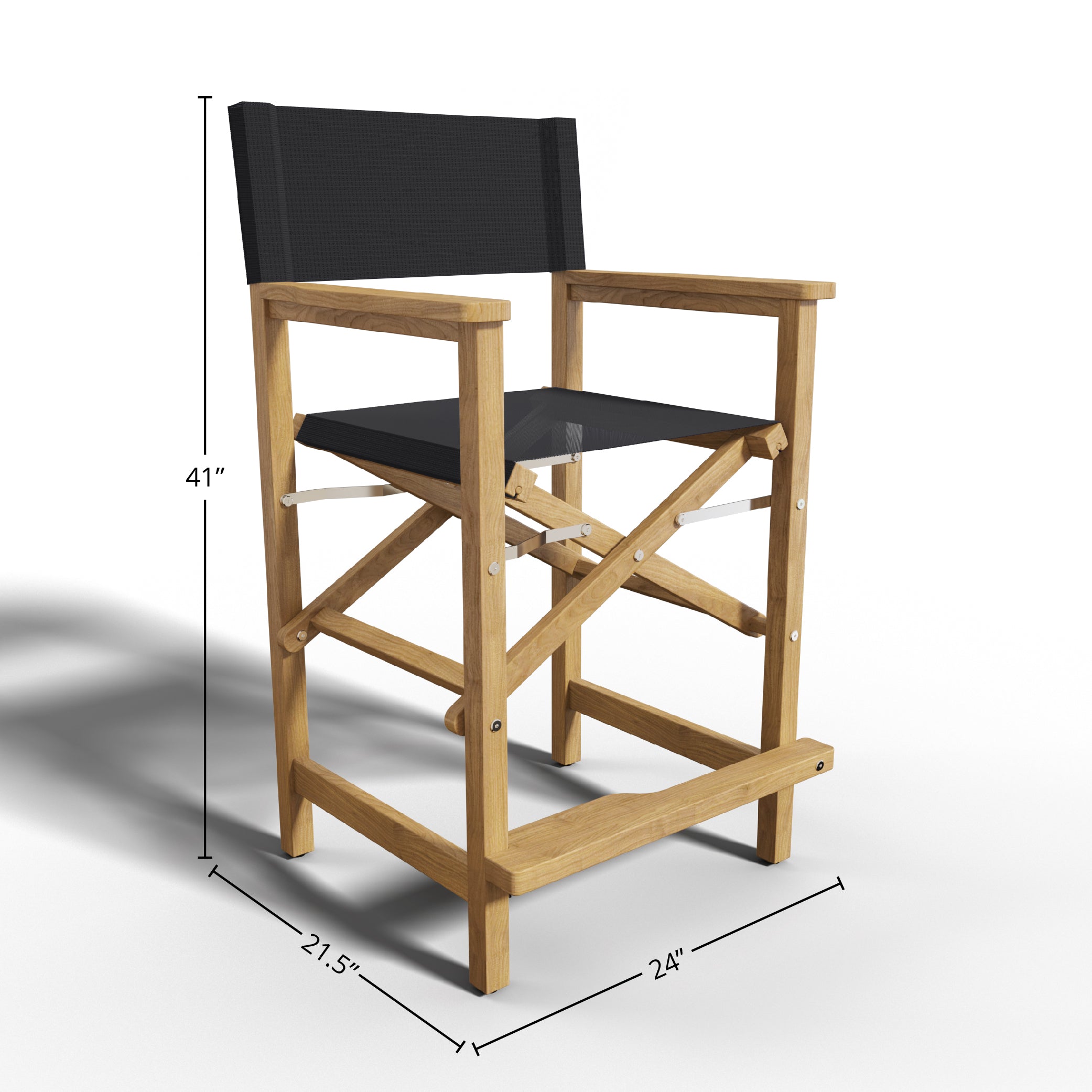 Premium Black Teak Outdoor Bar Height Dining Armchair - Weather-Resistant Patio Bar Stool for Backyard, Deck, Poolside & Restaurant Use