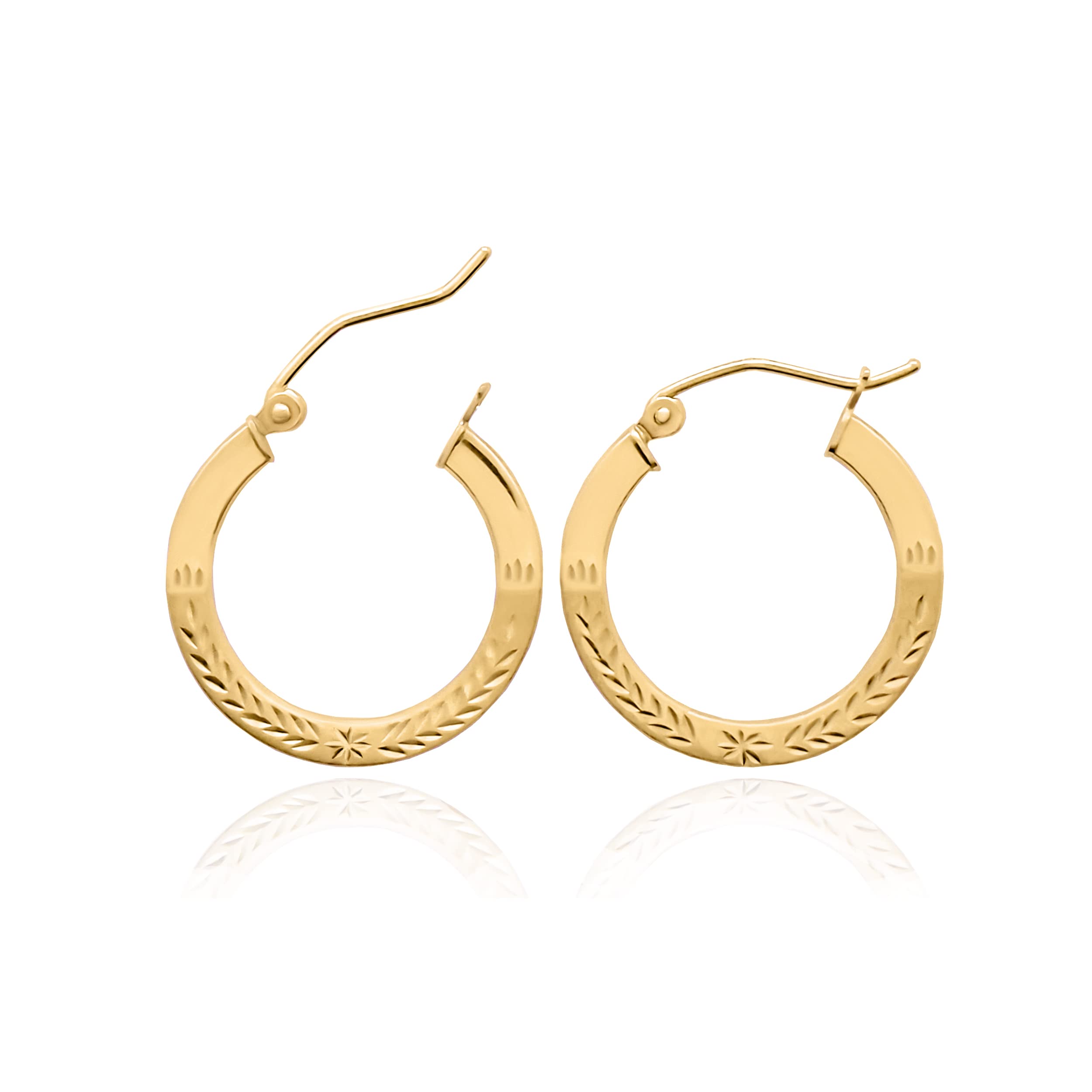 14K Solid Yellow Gold Hoop Earrings for Women - Round Shiny Hoops Jewelry | Perfect Gift for Her, Birthday, Anniversary & Everyday Wear