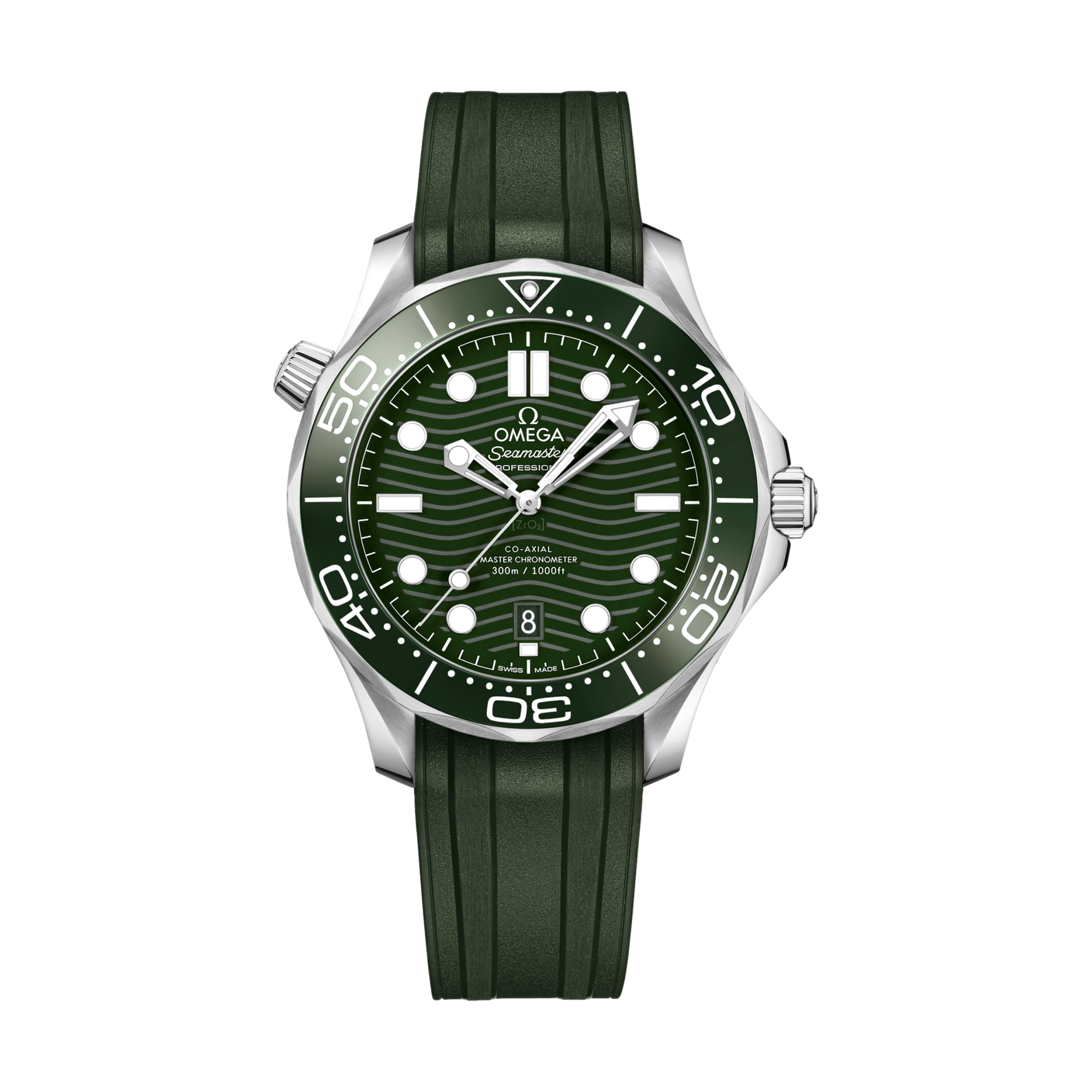 Omega Seamaster Diver 300M Co-Axial Master Chronometer 42mm Men's Watch - Green Dial on Rubber Strap | Luxury Dive Watch for Professional Scuba Diving & Everyday Wear