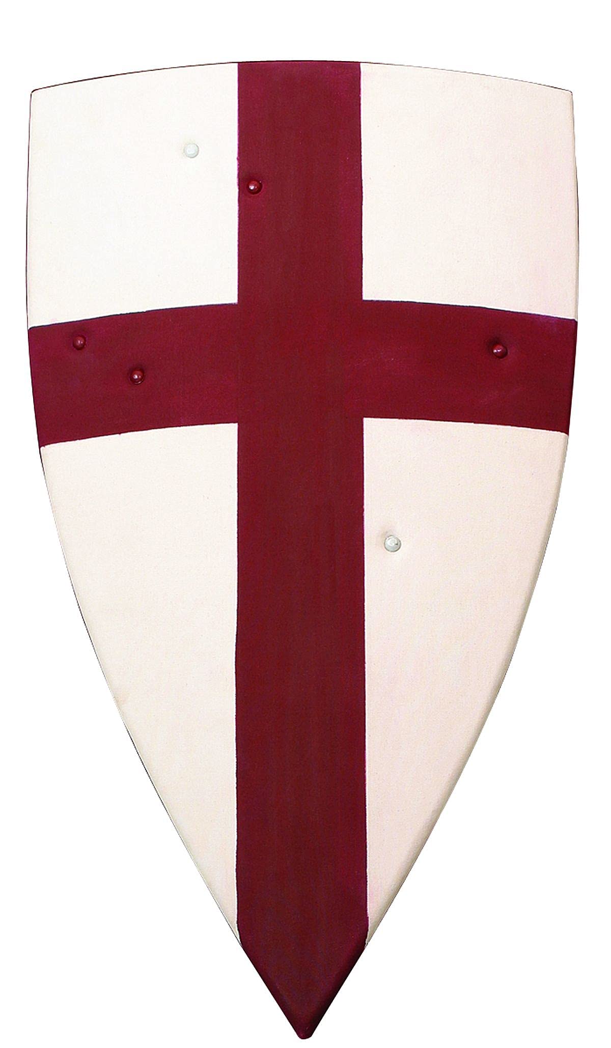 Crusader Medieval Wooden Padded Shield - White Knight Battle Replica for LARP, Cosplay & Home Decor